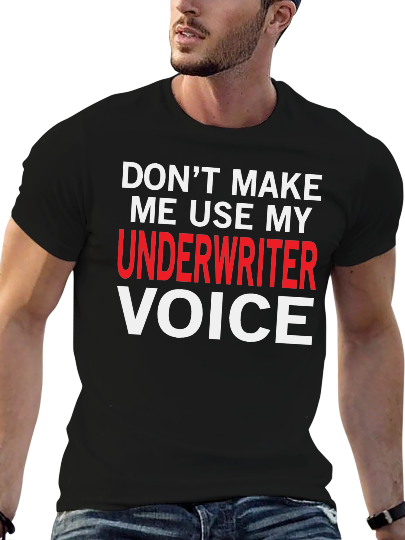 Black Underwriter Voice T-Shirt - Funny Job Profession Tee view 6