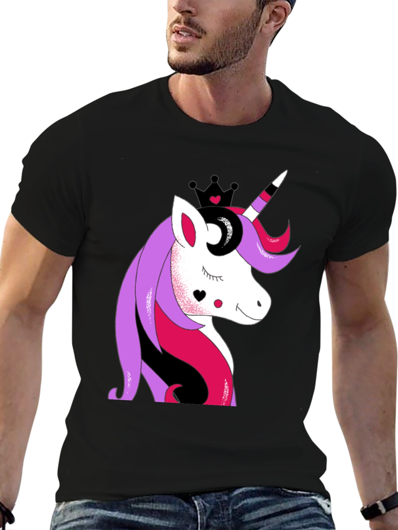 Black Unicorn Crown Graphic T-Shirt - Stylish and Fun view 6