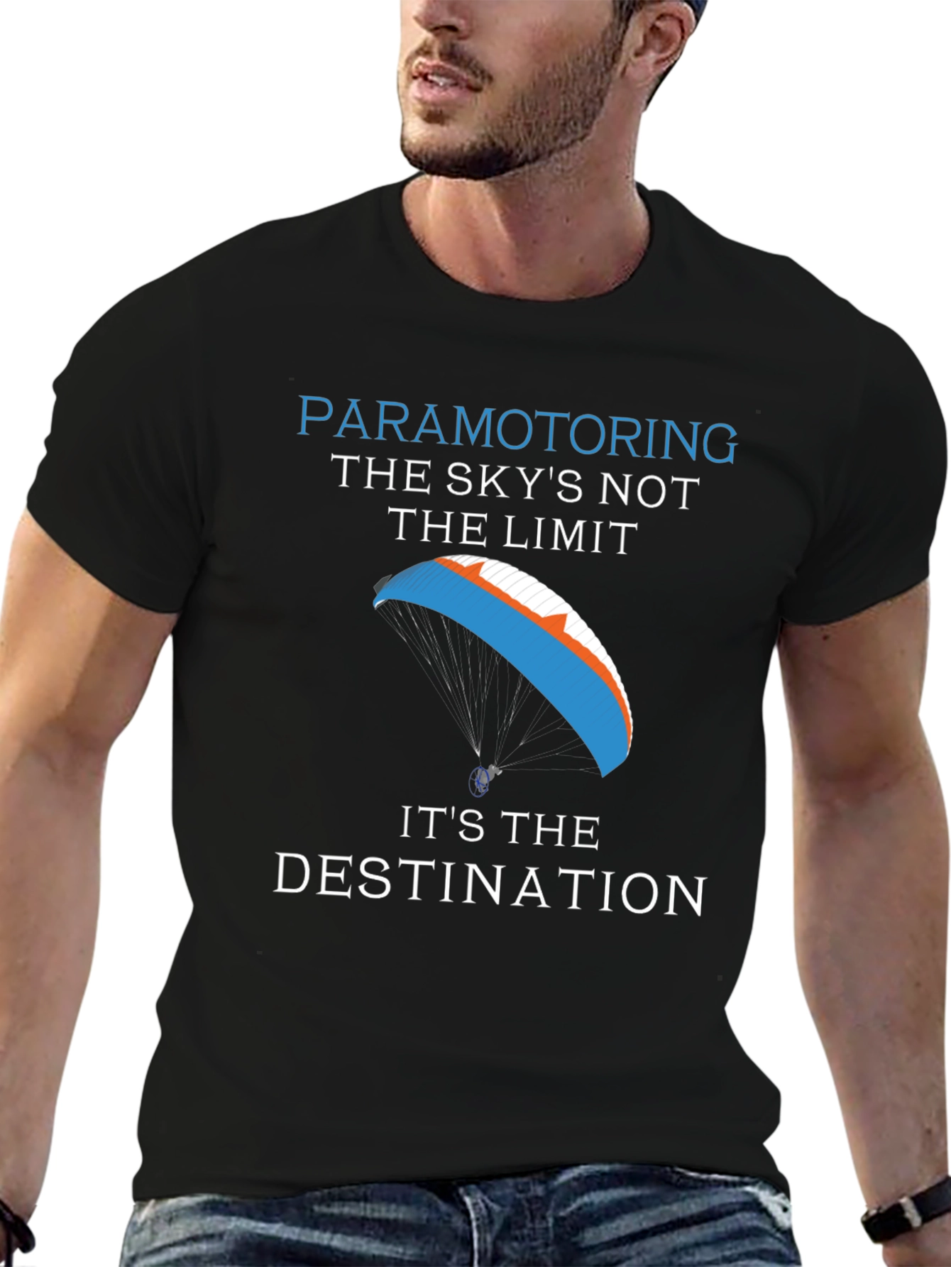 Black Paramotoring Sky's The Destination T-Shirt view 6