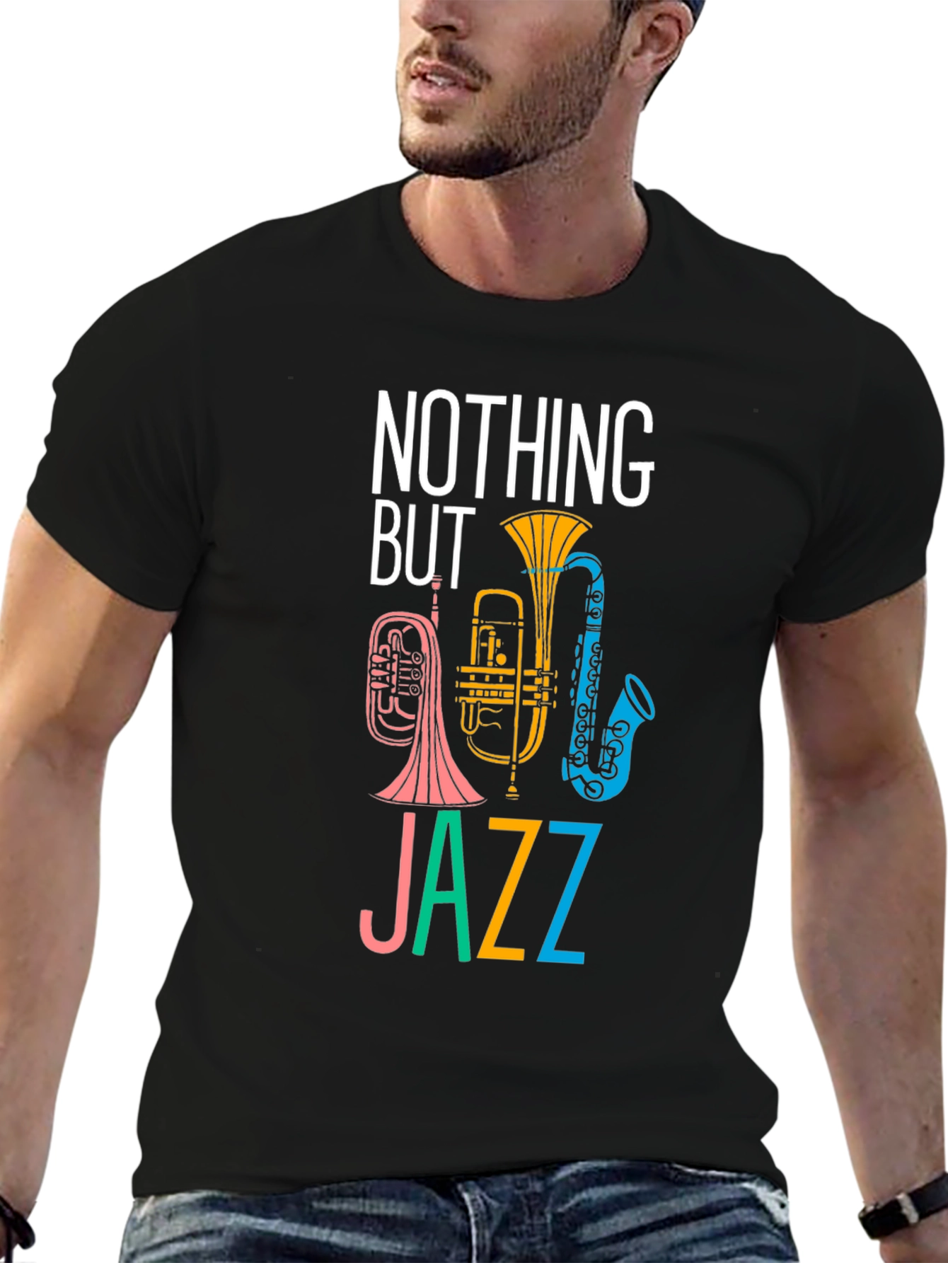 Black Nothing But Jazz Graphic T-Shirt view 6
