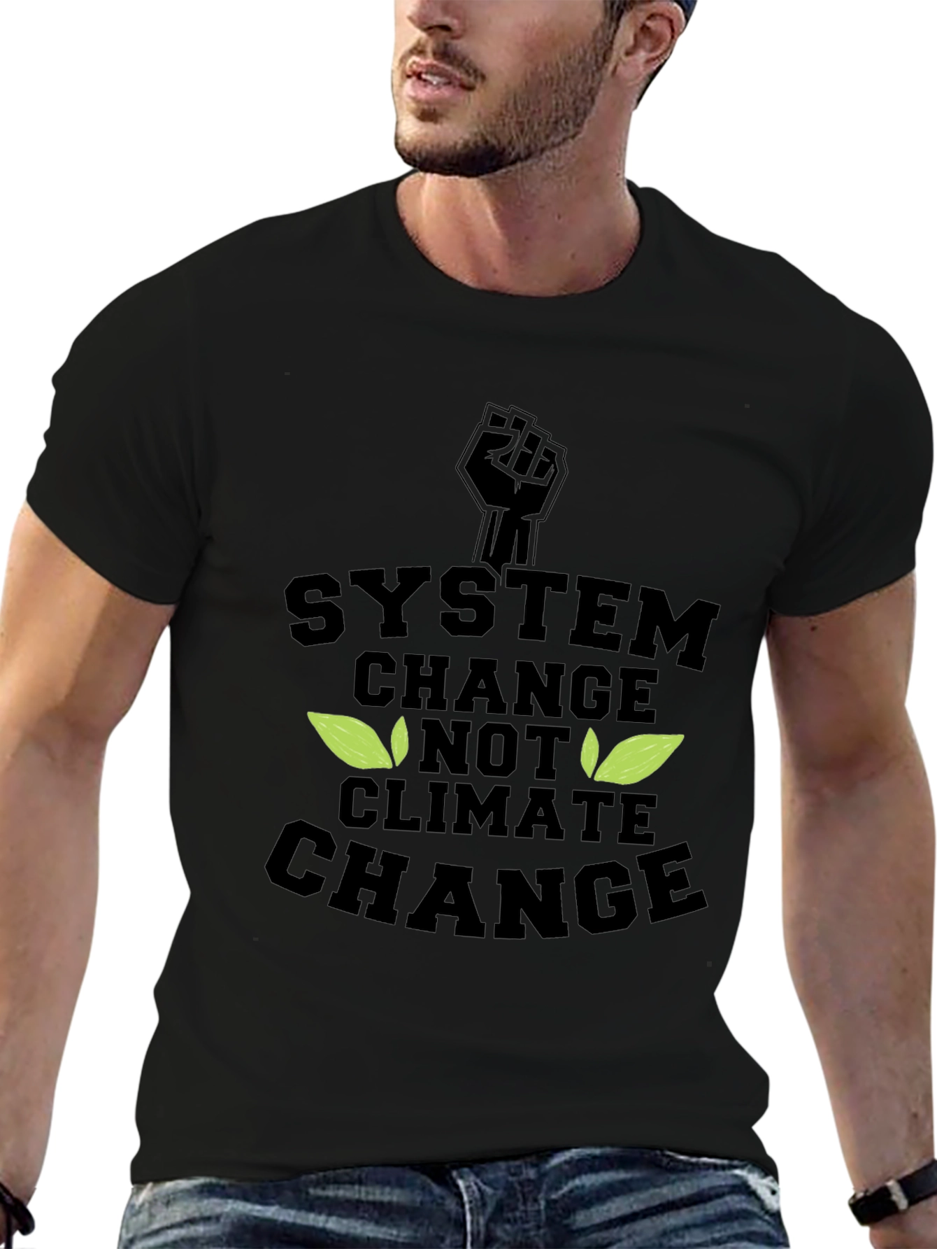 Black System Change, Not Climate Change Graphic Tee view 6