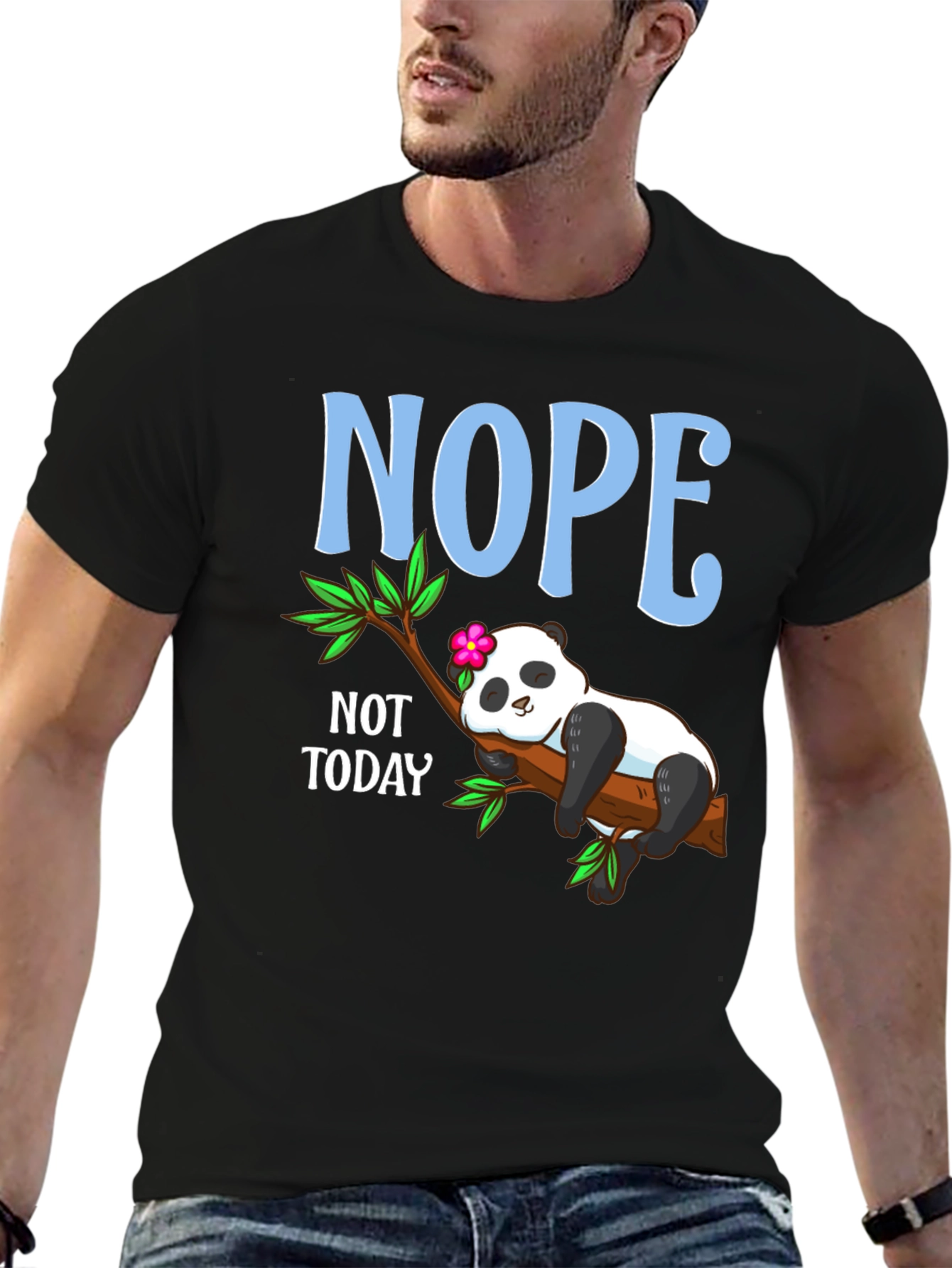 Black Nope Not Today Panda T-Shirt view 6