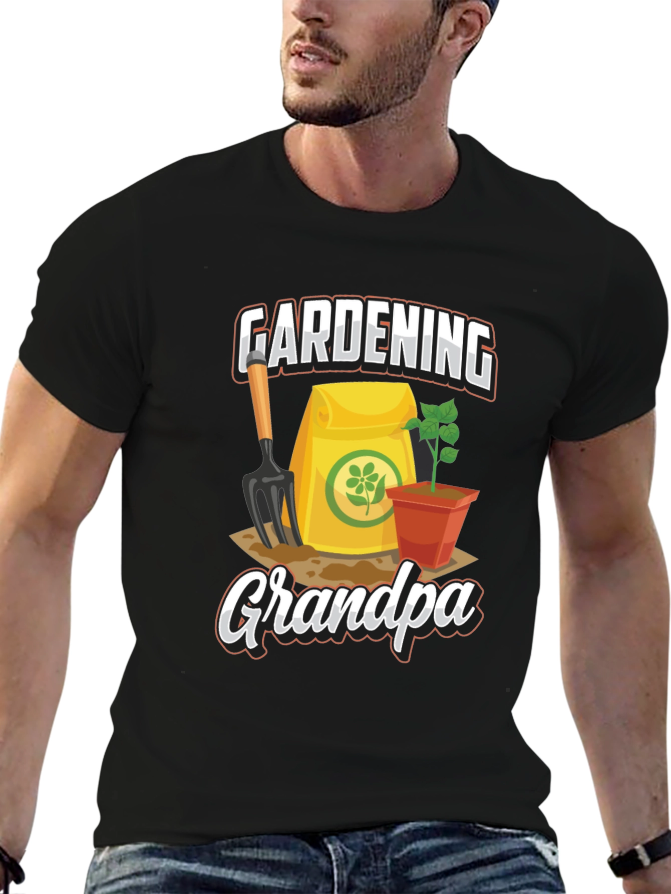 Black Gardening Grandpa T-Shirt - Gift for Grandfathers view 6