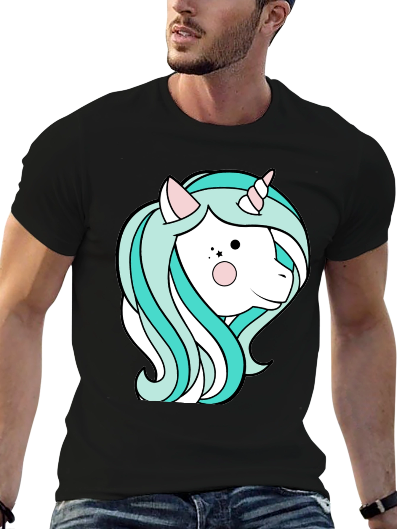 Black Unicorn Graphic T-Shirt - Black Cotton Tee view 6