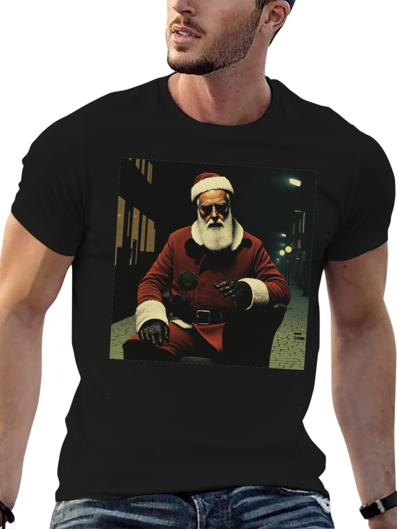 Black Cool Santa T-Shirt view 6