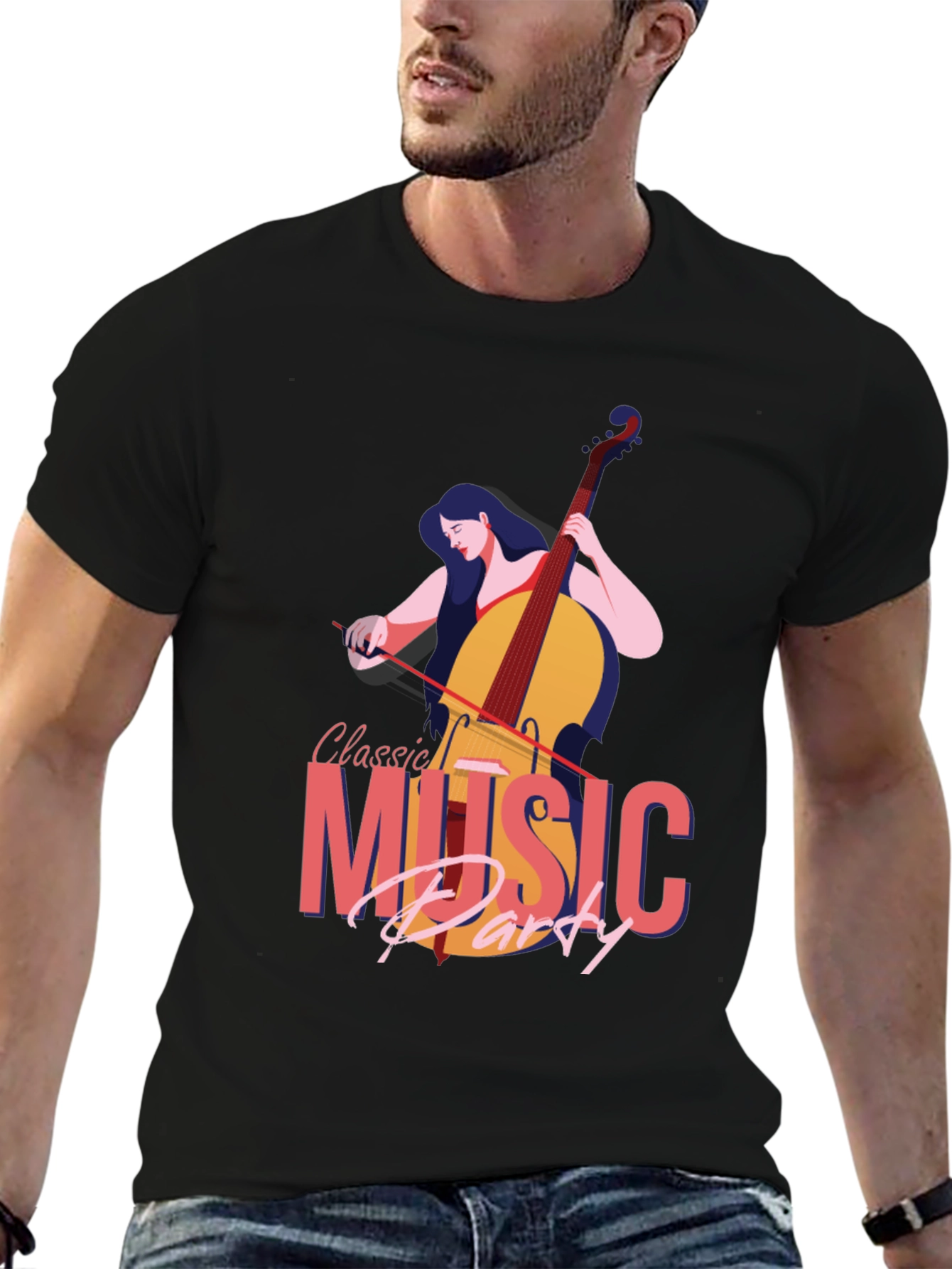 Black Classic Music Party Graphic T-Shirt view 6