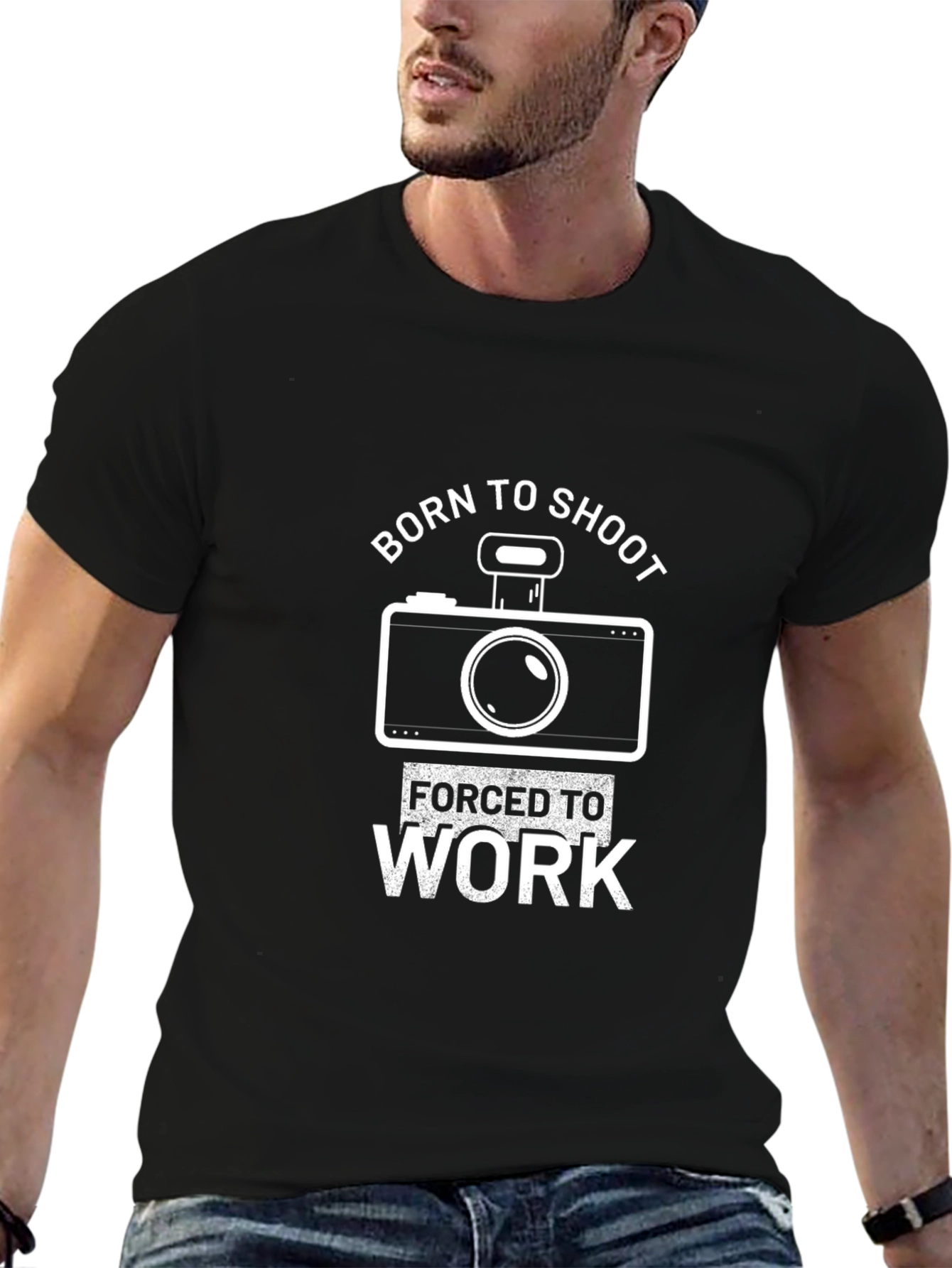 Black Born to Shoot T-Shirt, Photography Lover Tee view 6