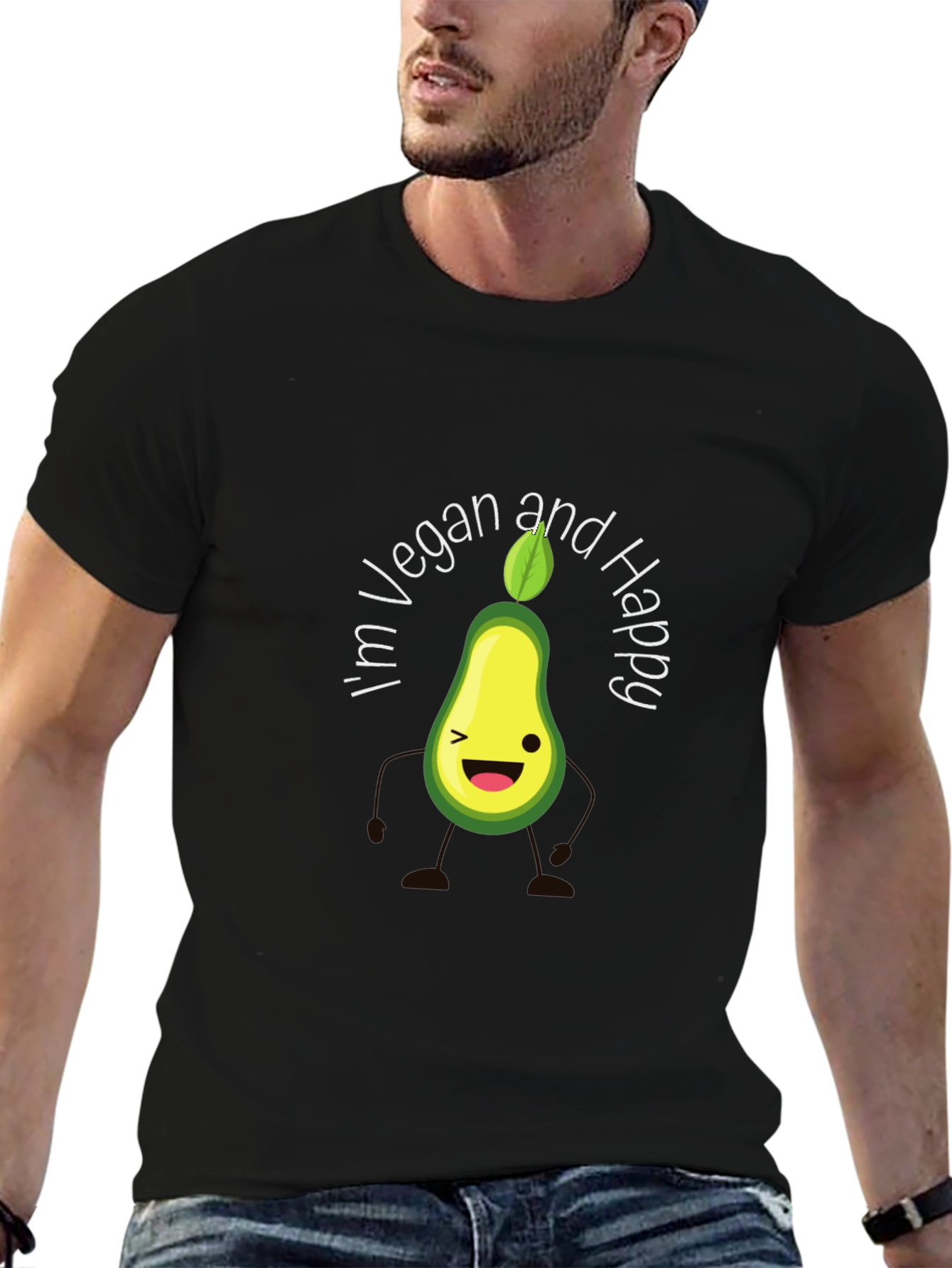 Black Vegan Avocado Graphic T-Shirt view 6