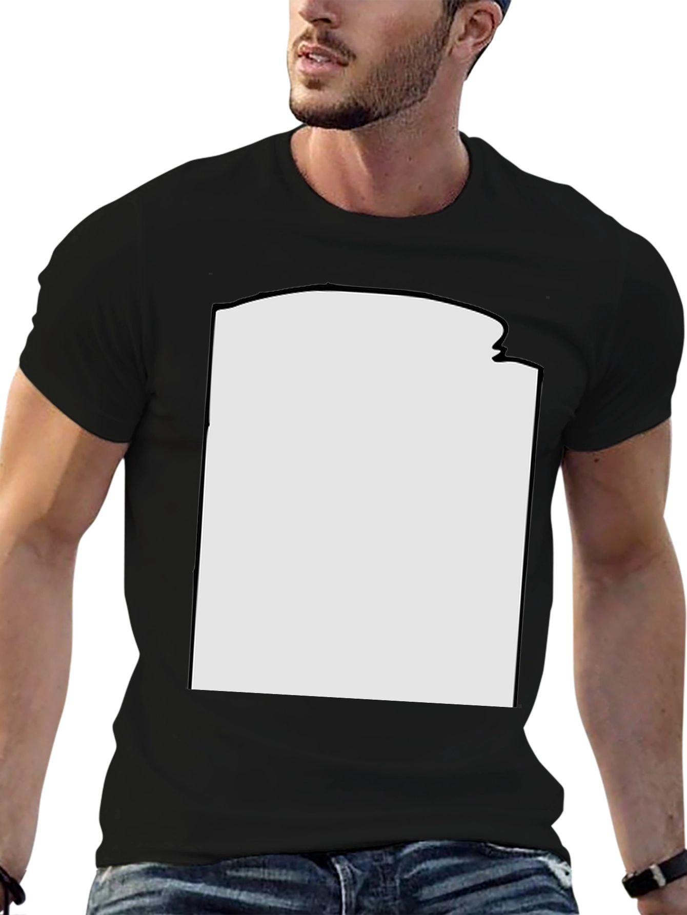 Black Modern Black T-Shirt with Custom Print Area view 6