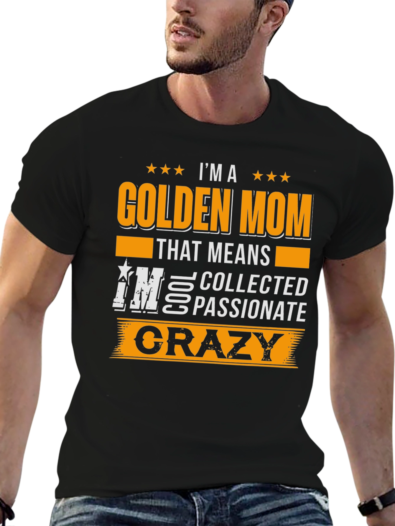 Black Golden Mom Crazy T-Shirt view 6