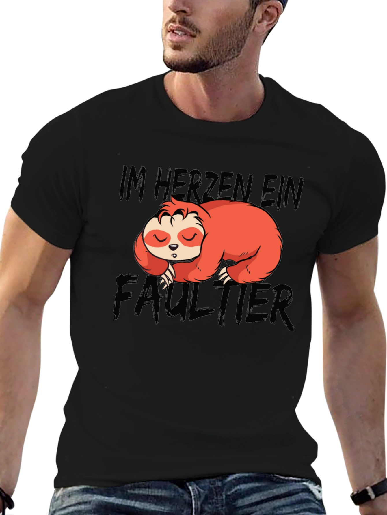 Black Im Herzen Ein Faultier Sloth Graphic T-Shirt view 6