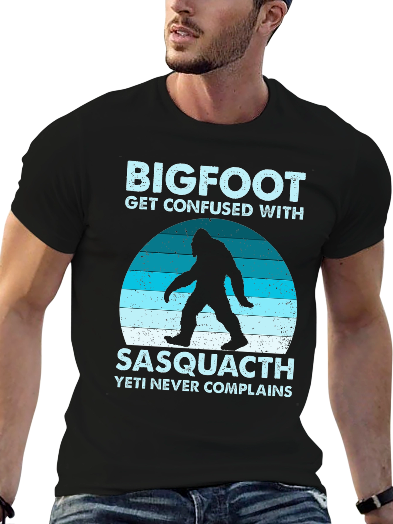 Black Bigfoot Sasquatch T-Shirt - Yeti Never Complains view 6