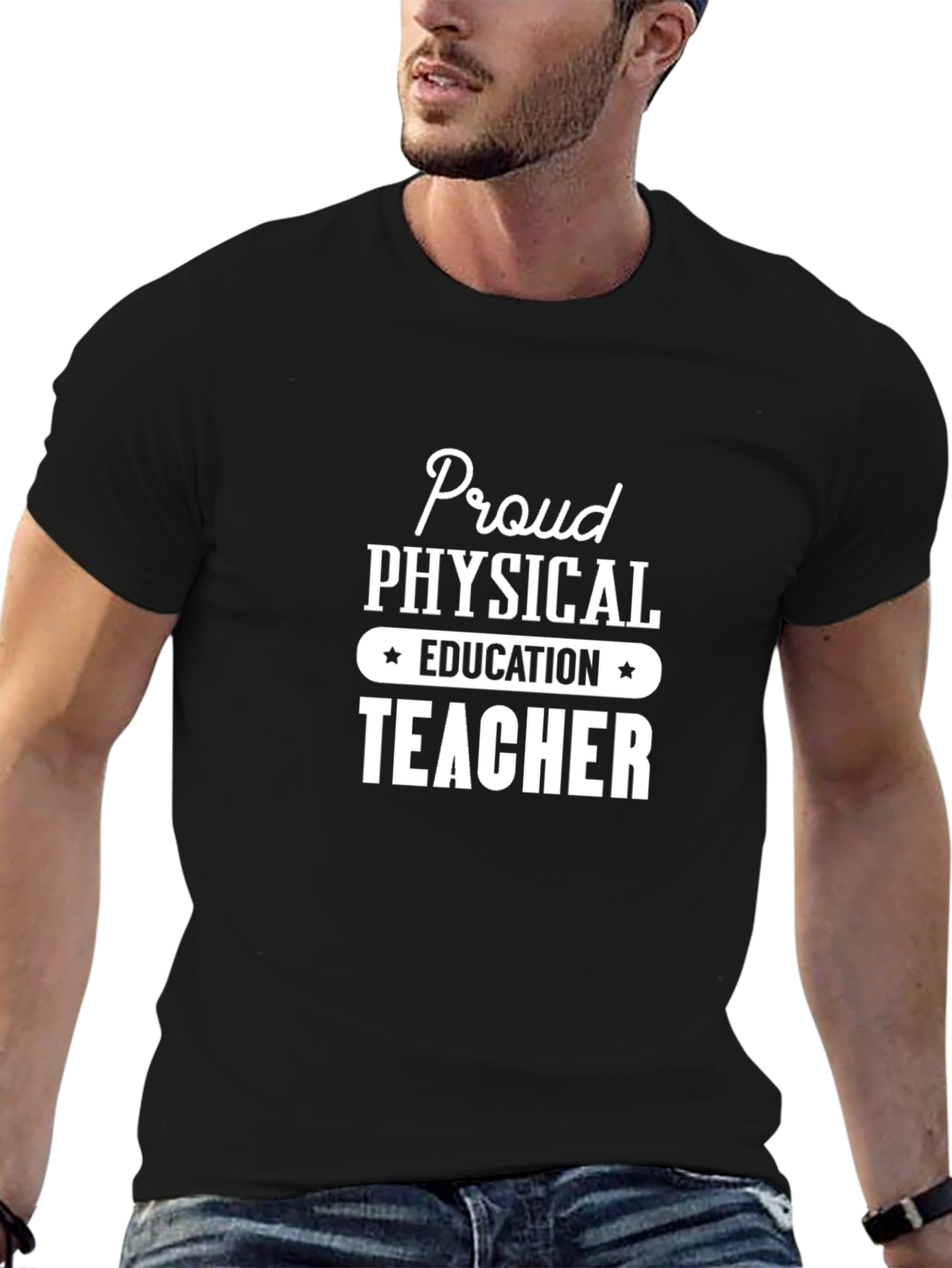 Black Proud Physical Education Teacher T-Shirt view 6