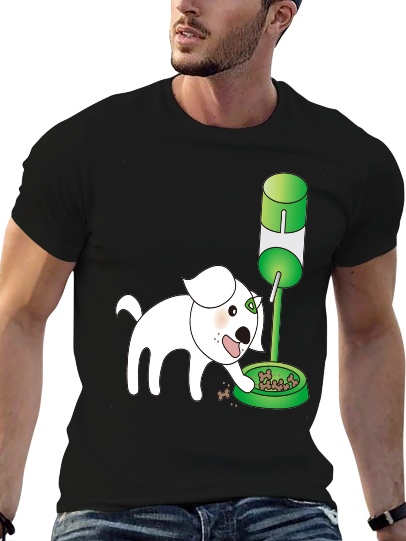 Black Dog Cartoon Graphic T-Shirt view 6