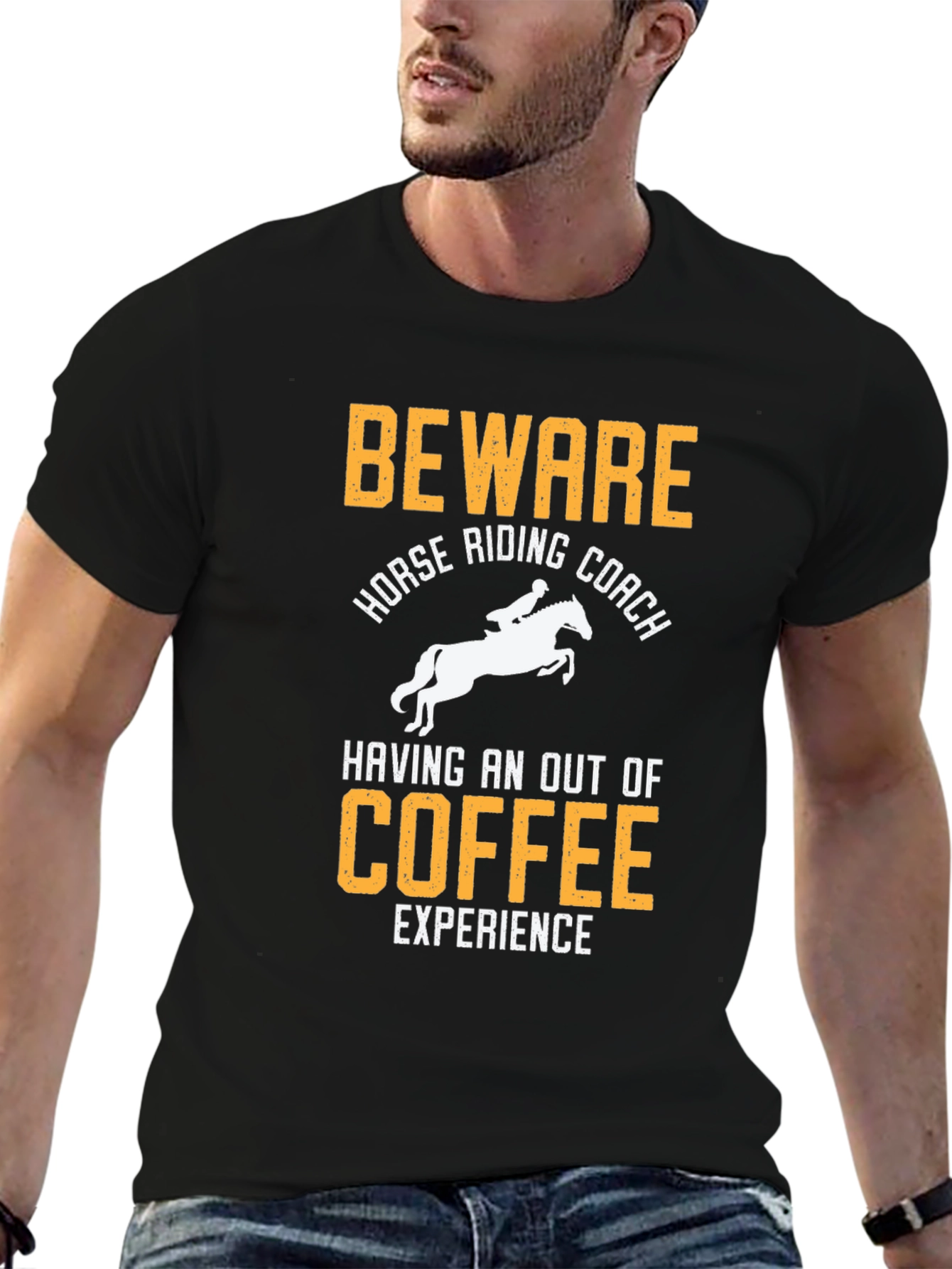 Black Beware Horse Riding Coach T-Shirt view 6