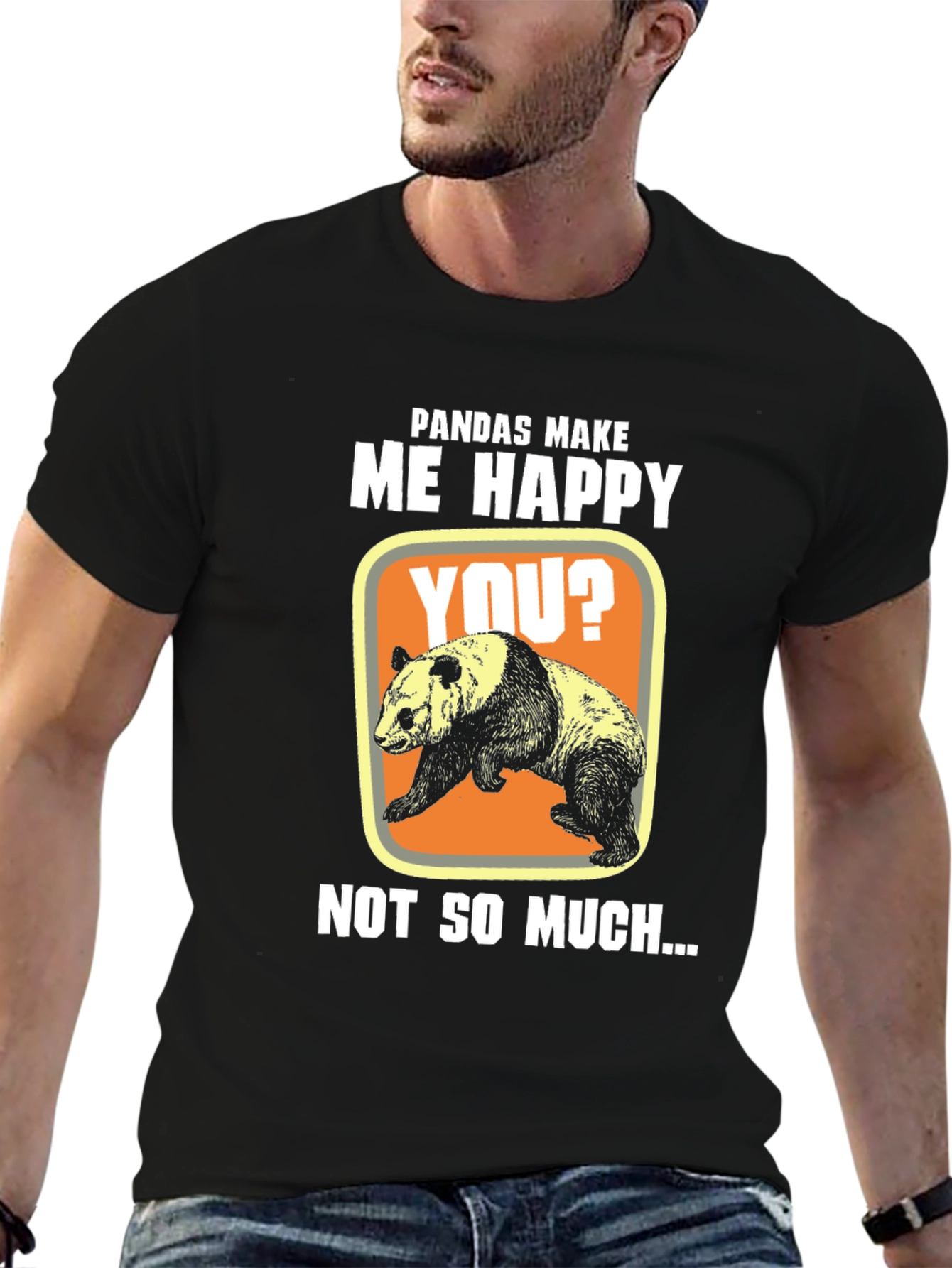 Black Pandas Make Me Happy T-Shirt, Funny Panda Tee view 6
