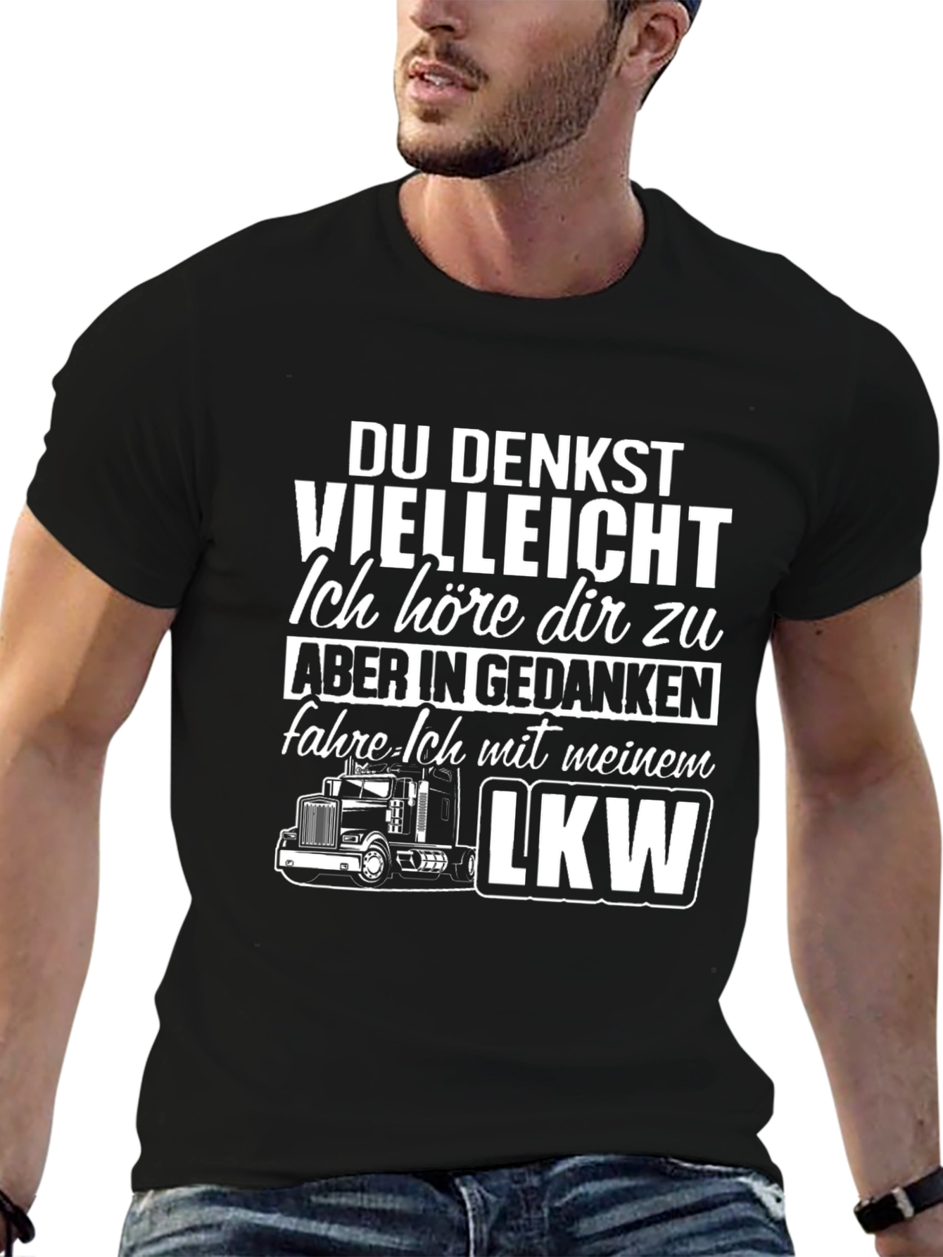 Black Trucker T-Shirt - "LKW" Design view 6