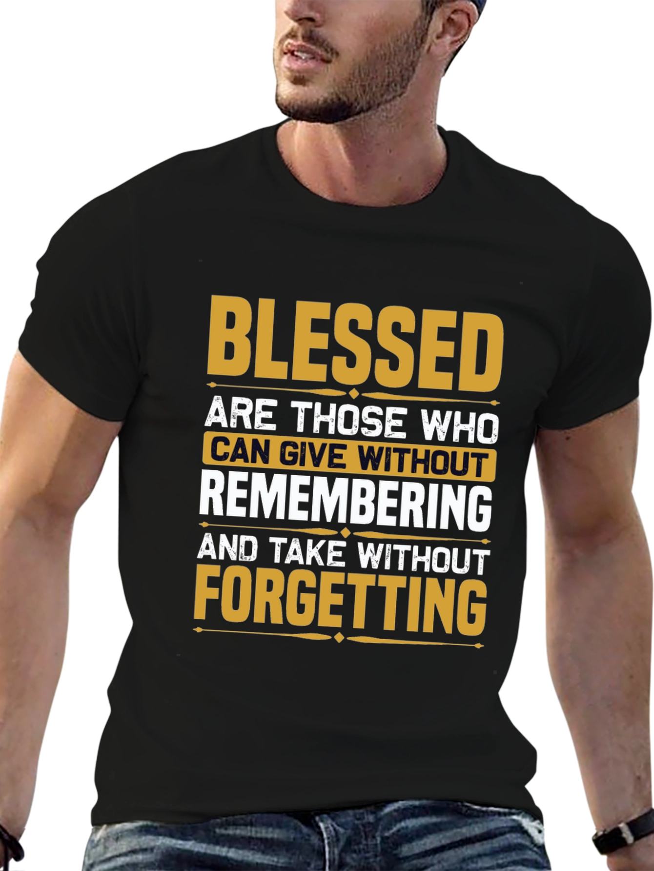Black Blessed Inspirational Graphic T-Shirt view 6