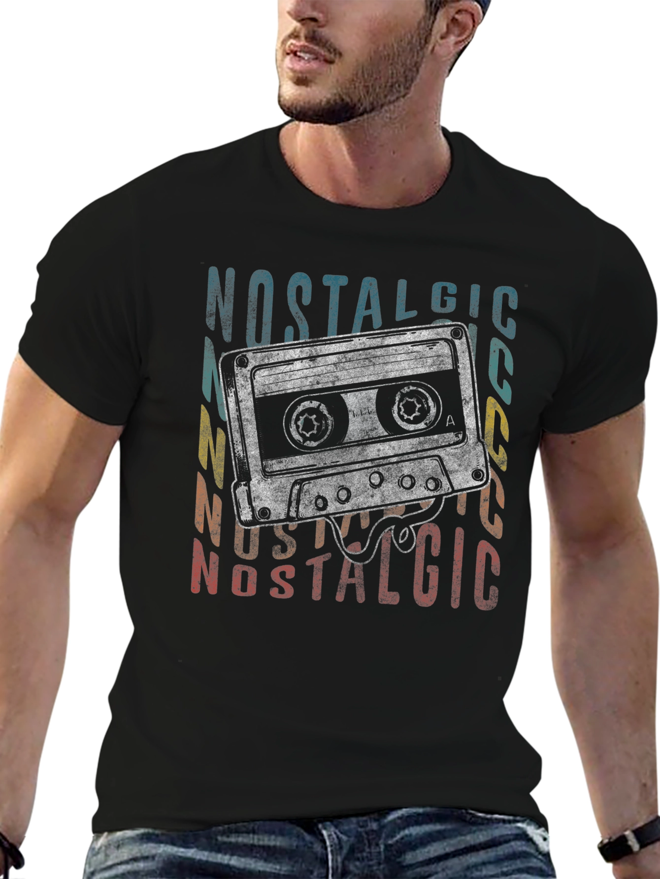 Black Vintage Cassette Tape Nostalgic T-Shirt view 6