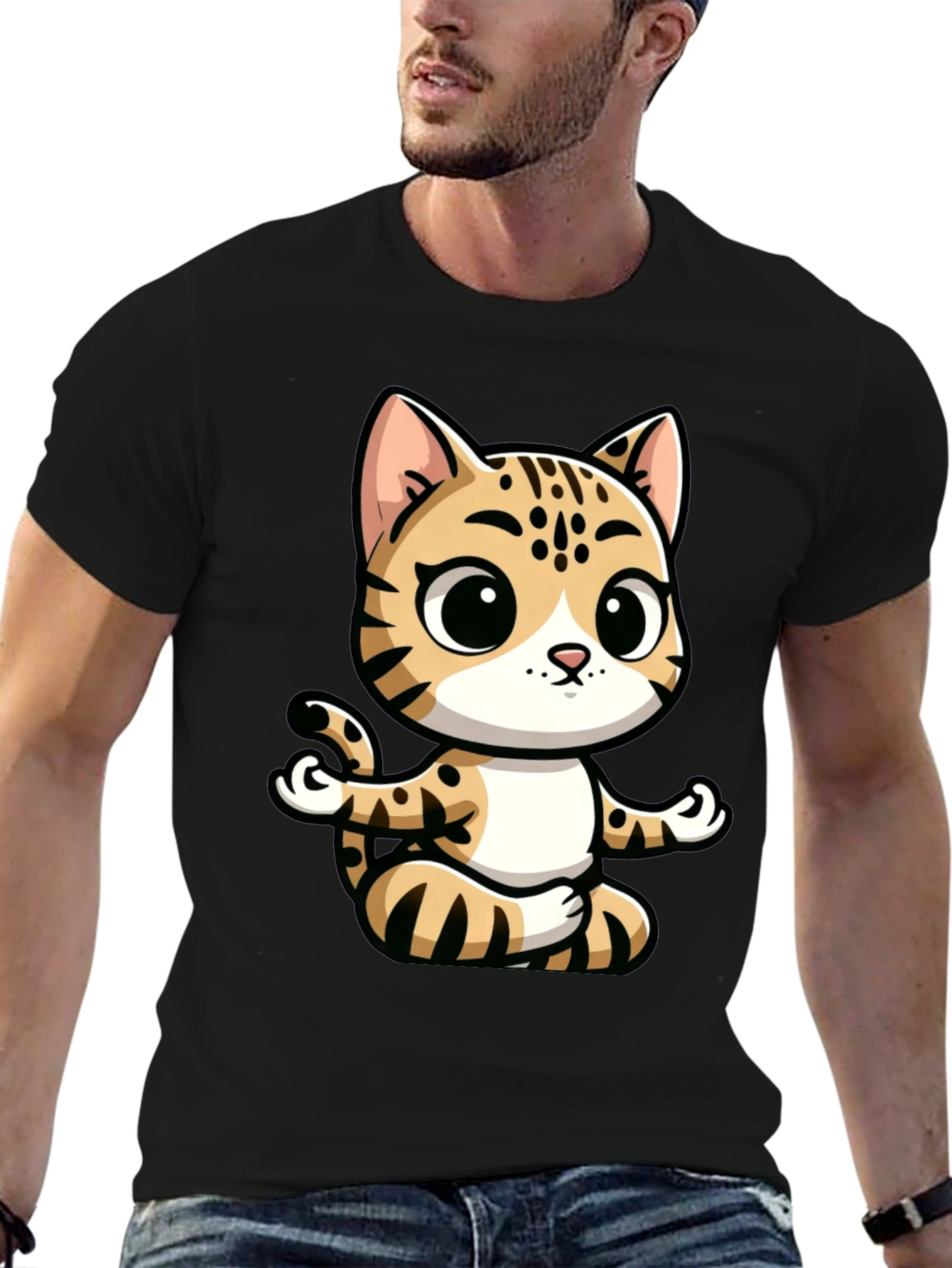 Black Yoga Cat Graphic Tee view 6