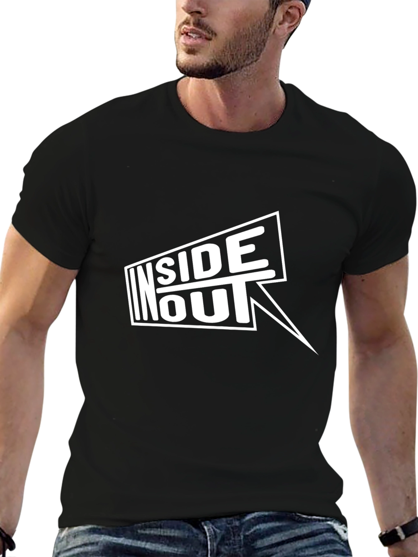 Black Inside Out Graphic Print Black T-Shirt view 6