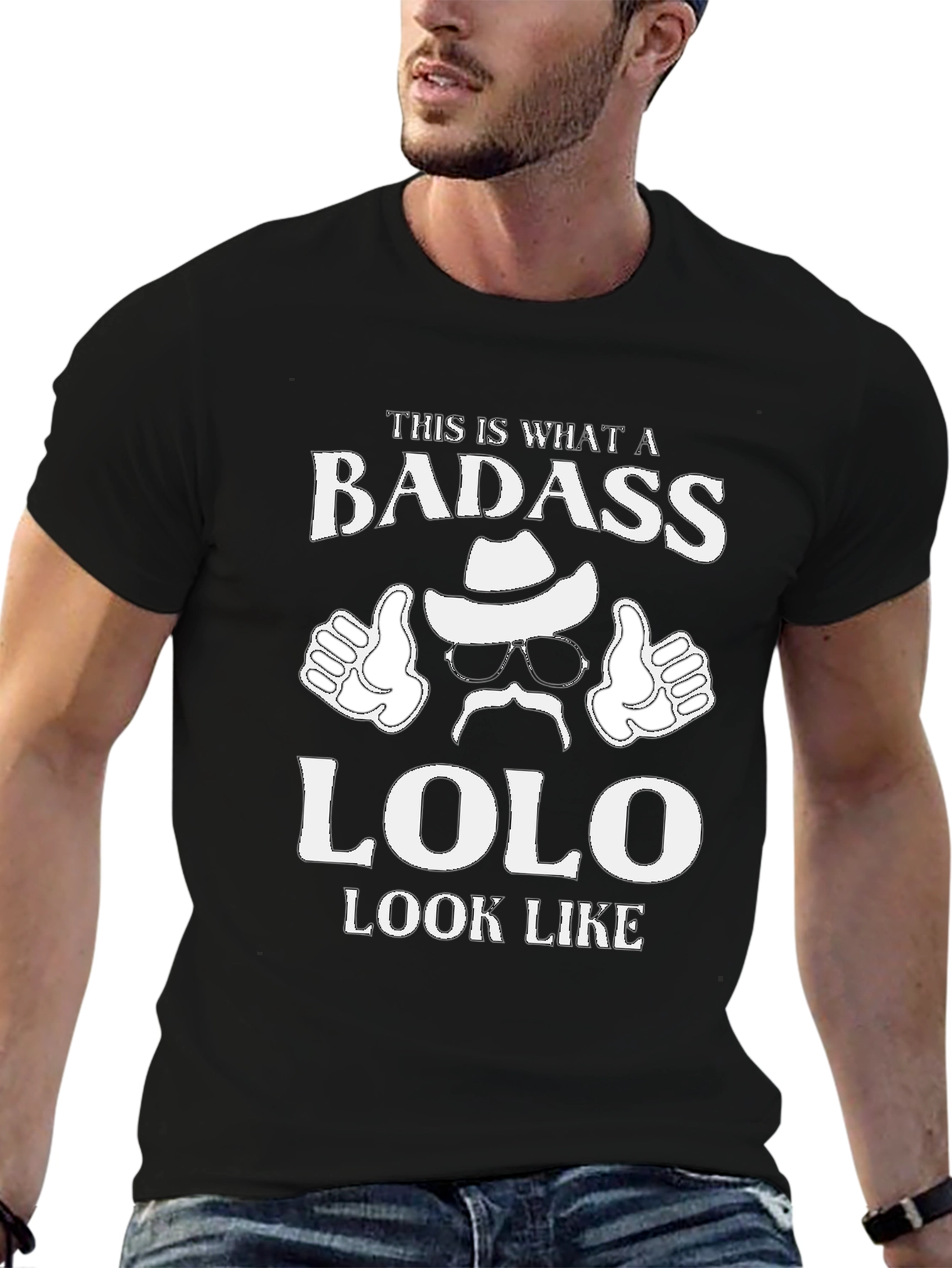 Black Badass Lolo Graphic Tee - Funny Grandpa T-Shirt view 6