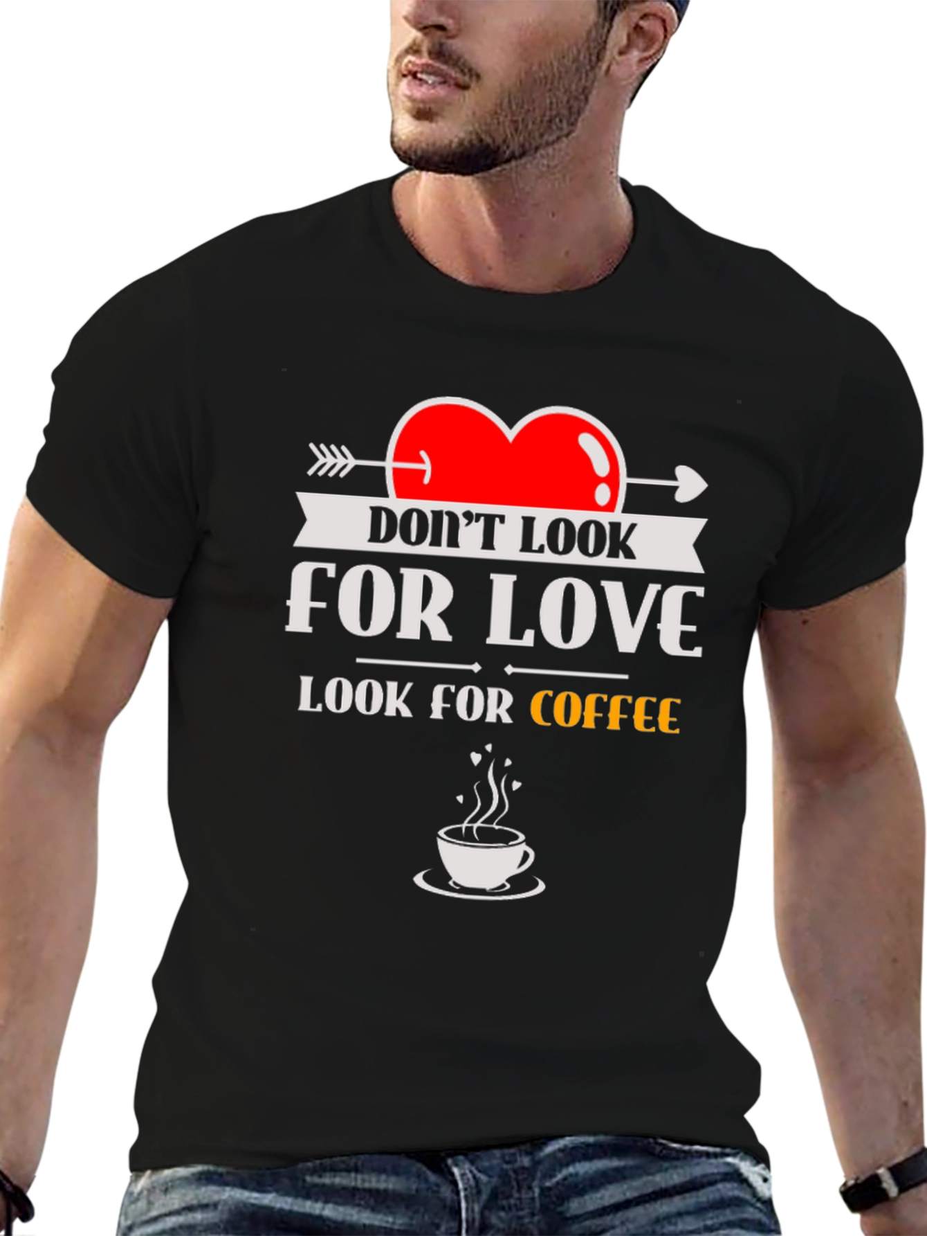 Black Look for Coffee T-Shirt - Funny Novelty Tee view 6