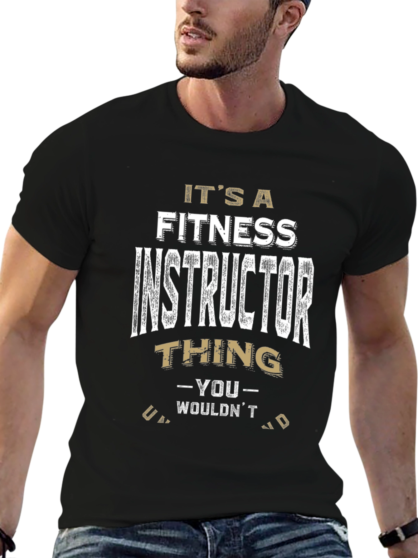 Black Fitness Instructor Thing T-Shirt view 6