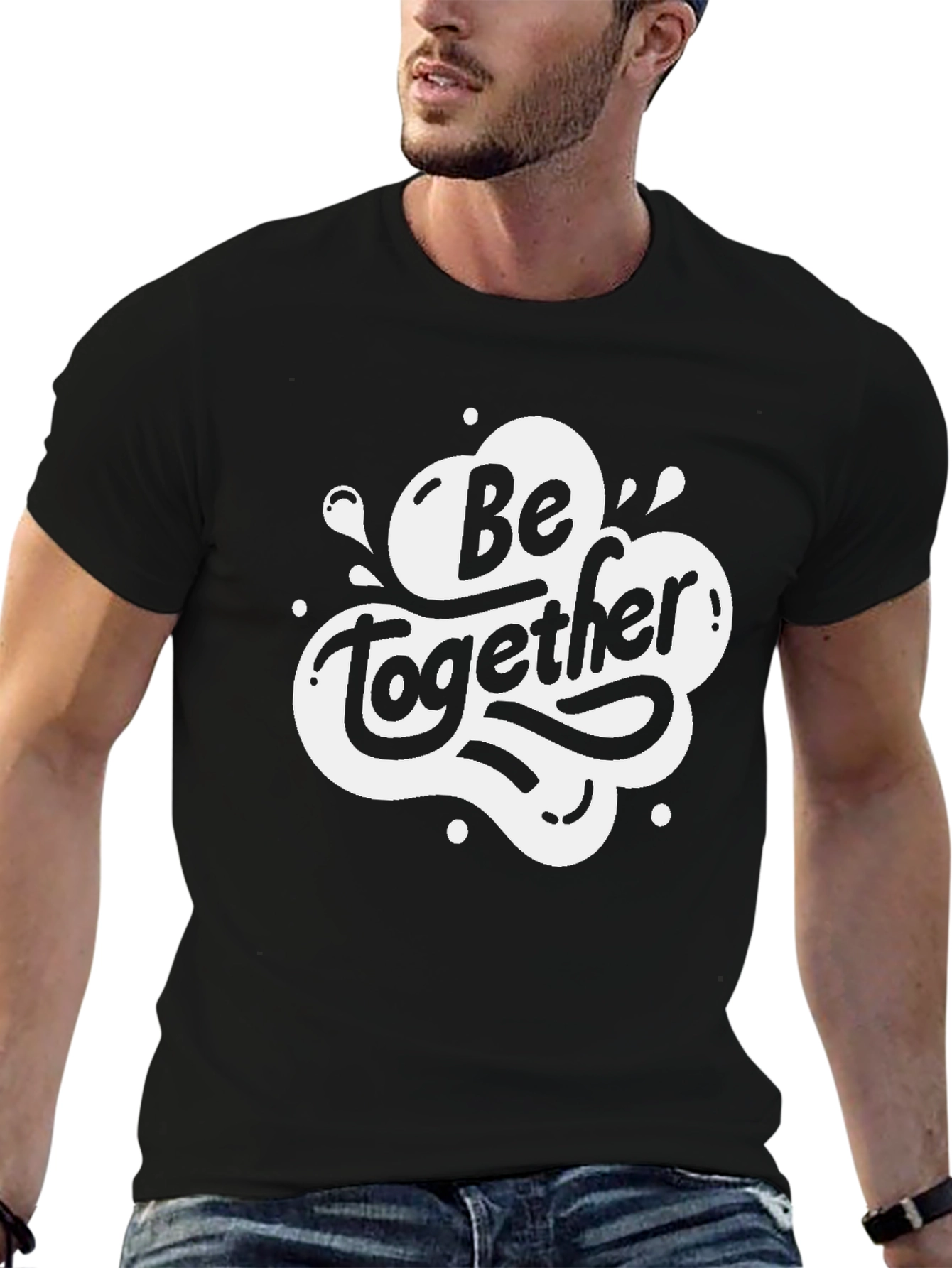 Black Be Together Graphic Tee - Stylish Black T-Shirt view 6