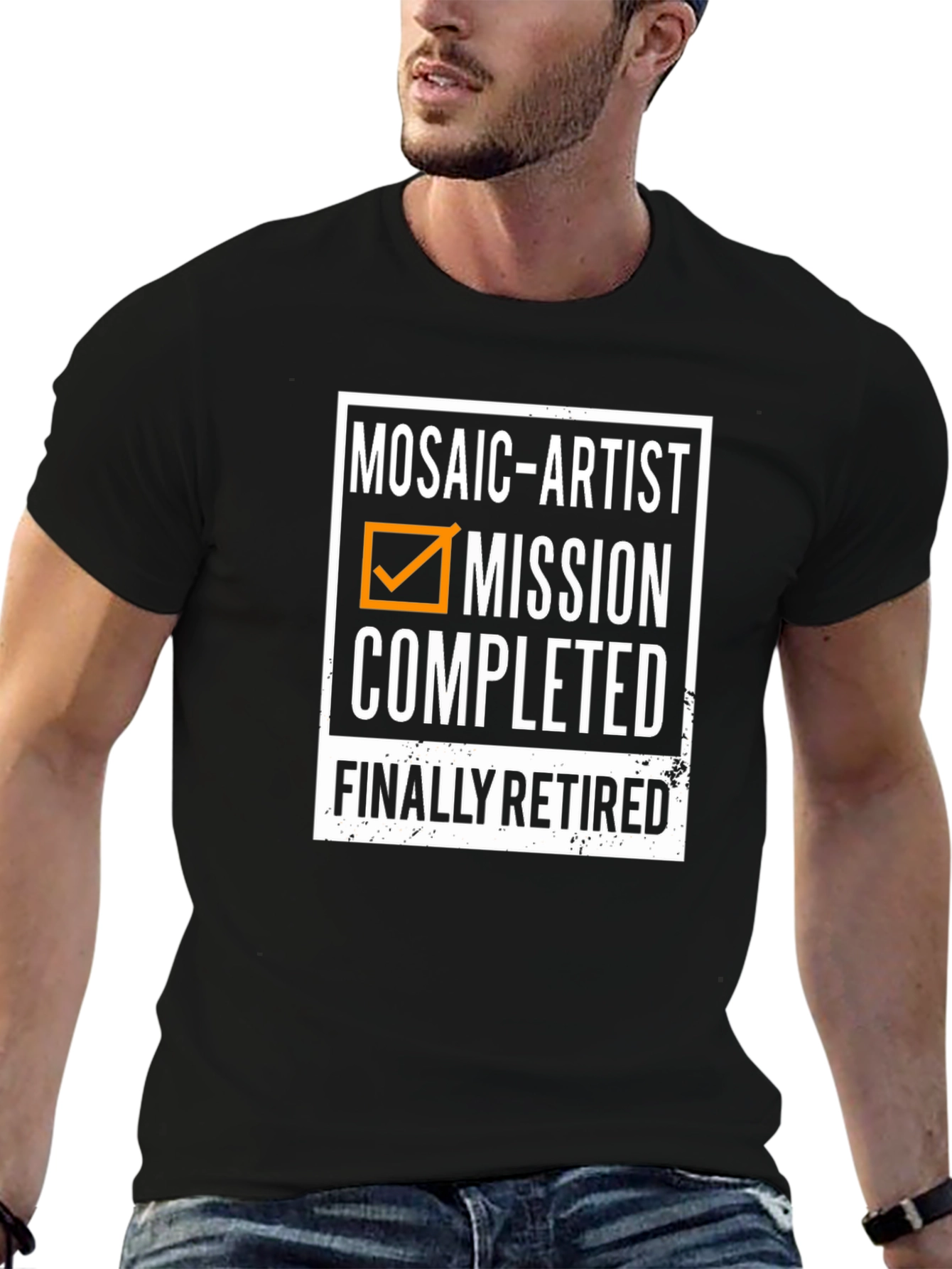 Black Mosaic Artist Retirement T-Shirt - Mission Completed view 6
