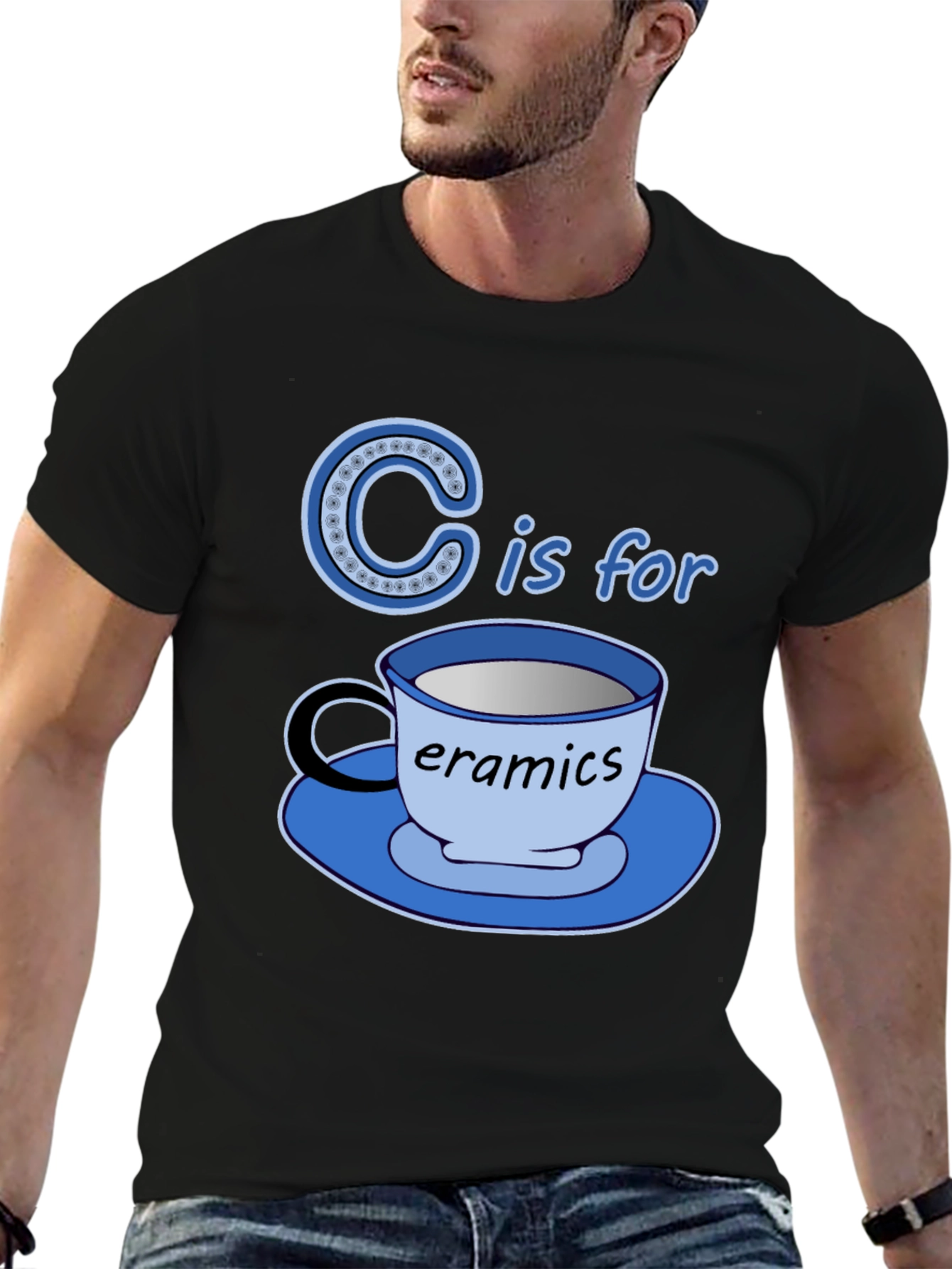 Black C is for Ceramics Funny T-Shirt view 6