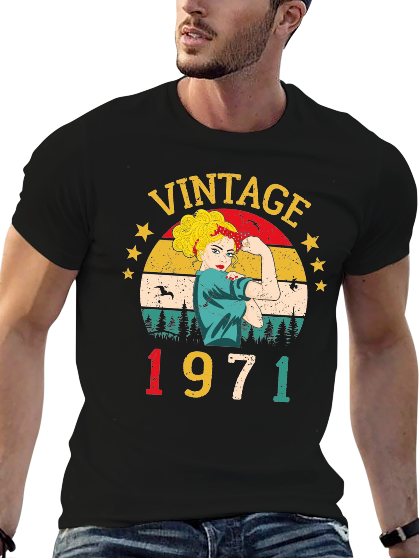 Black Vintage 1971 Rosie the Riveter Graphic T-Shirt view 6