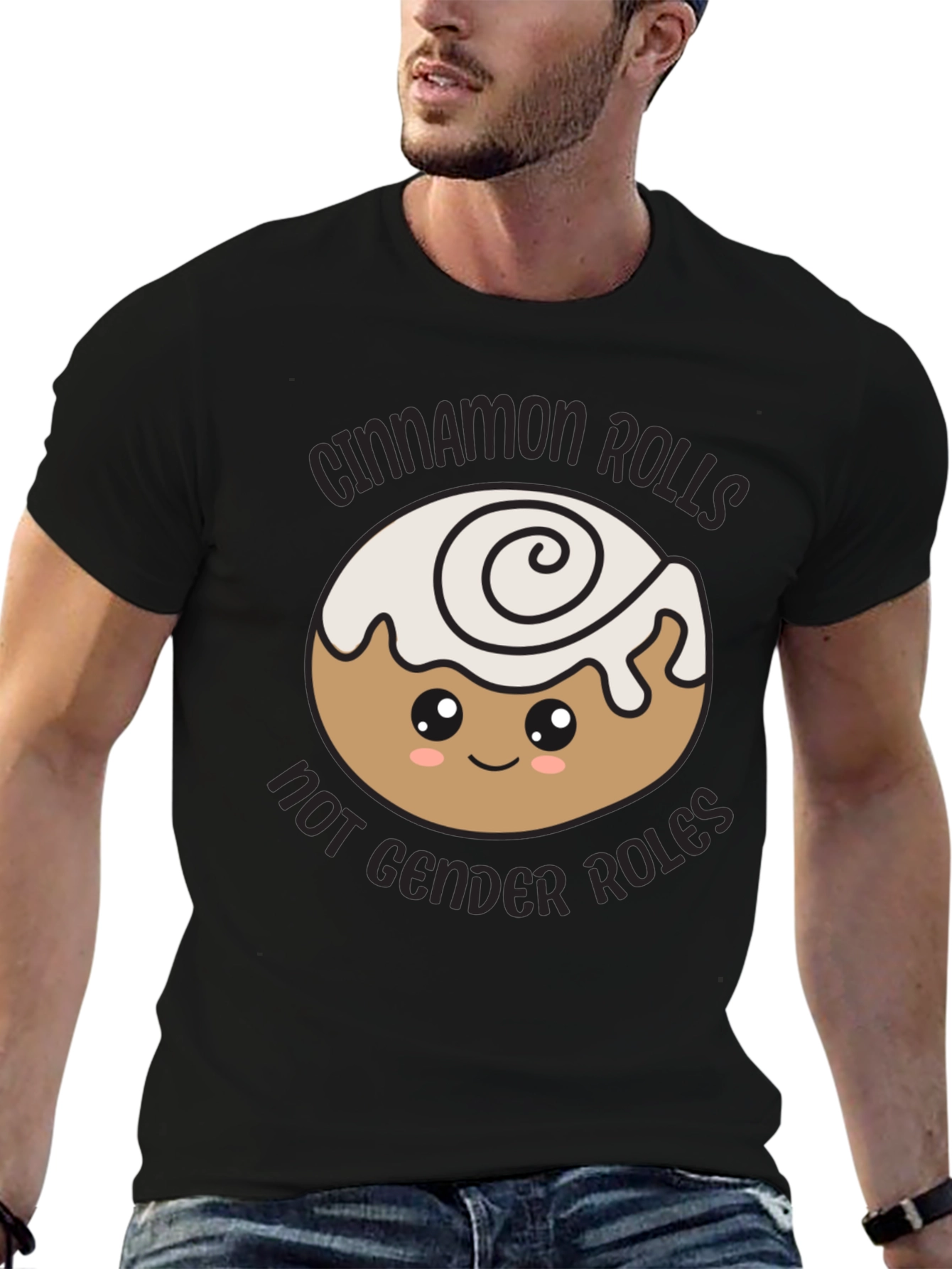 Black Cinnamon Rolls Not Gender Roles T-Shirt view 6