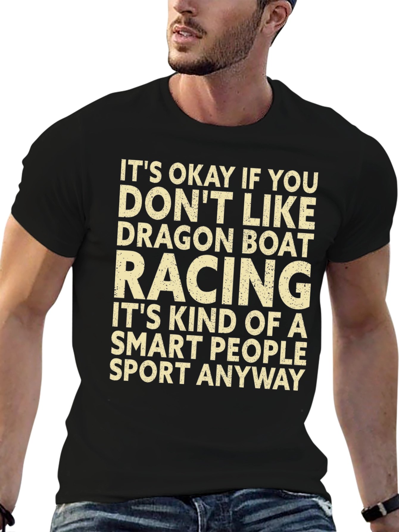 Black Dragon Boat Racing Smart People Sport T-Shirt view 6