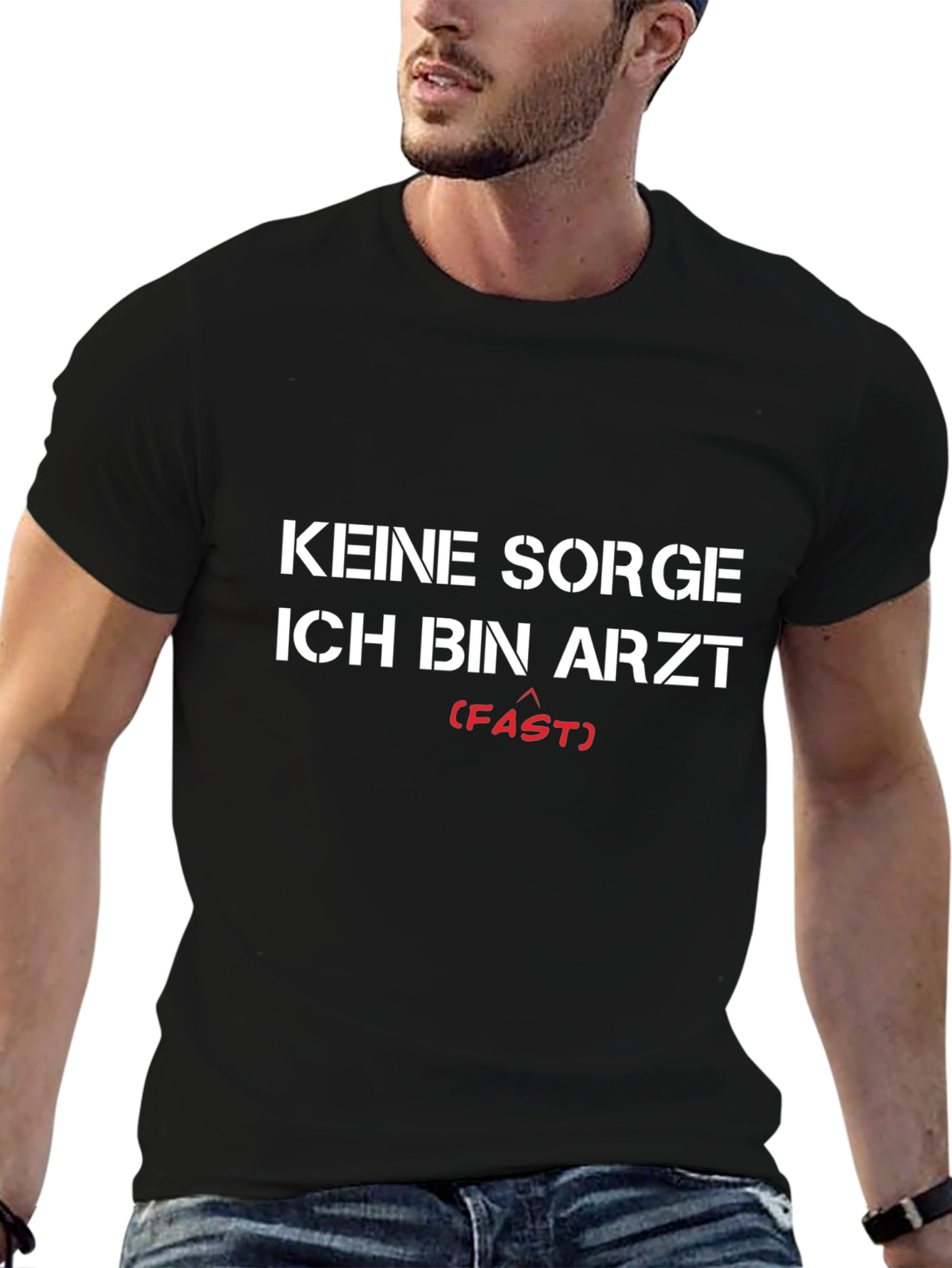 Black Keine Sorge Ich Bin Arzt T-Shirt view 6