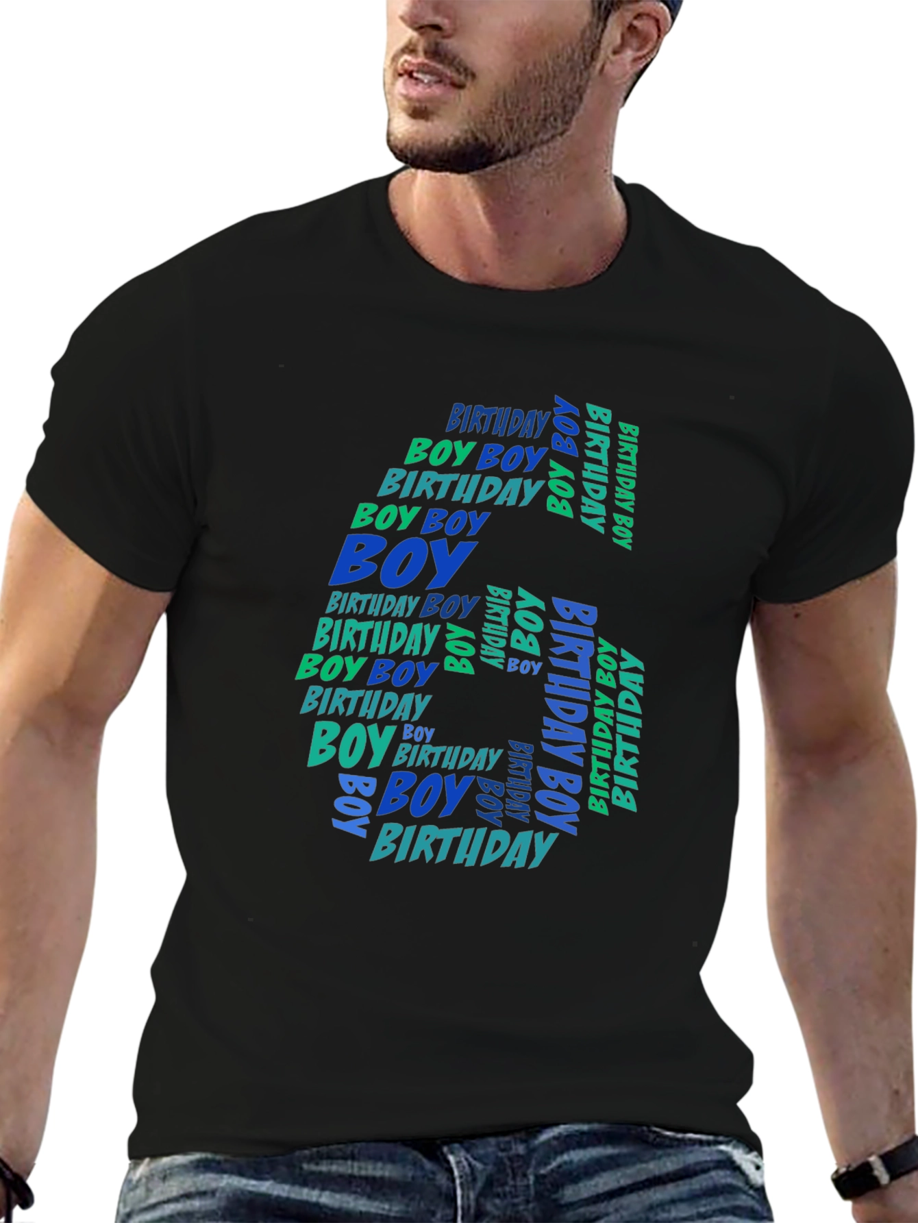 Black 6th Birthday Boy T-Shirt view 6