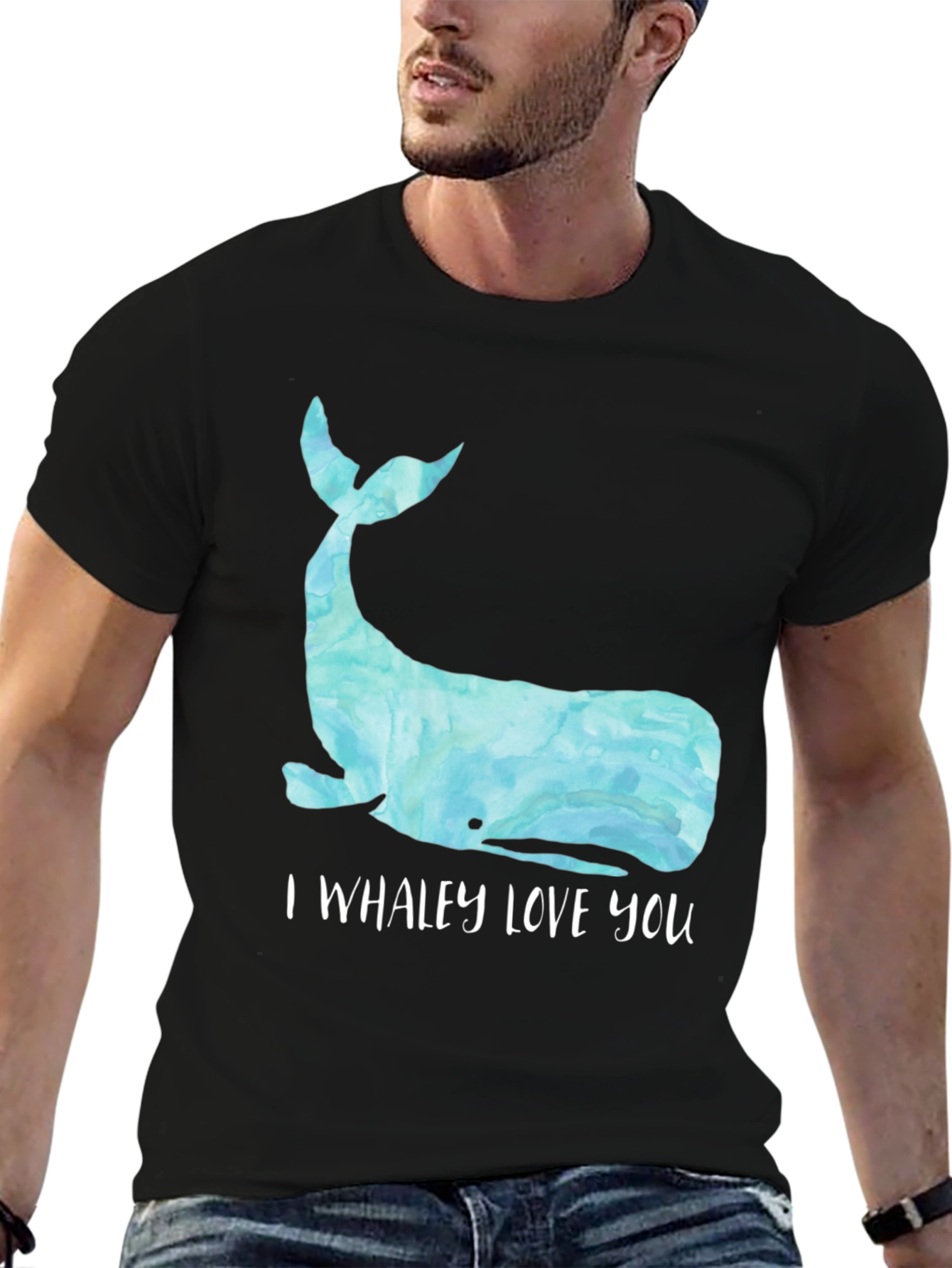 Black Whaley Love You T-Shirt - Cute Whale Graphic Tee view 6
