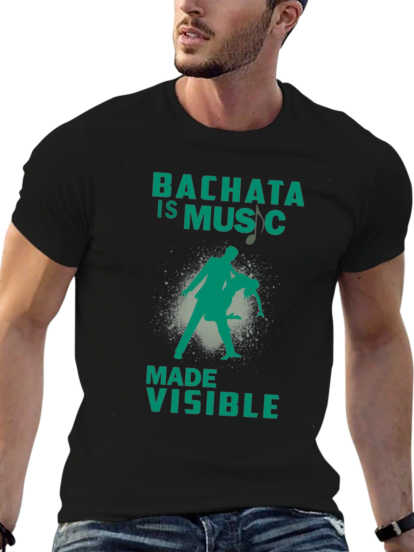 Black Bachata Is Music Made Visible Graphic T-Shirt view 6