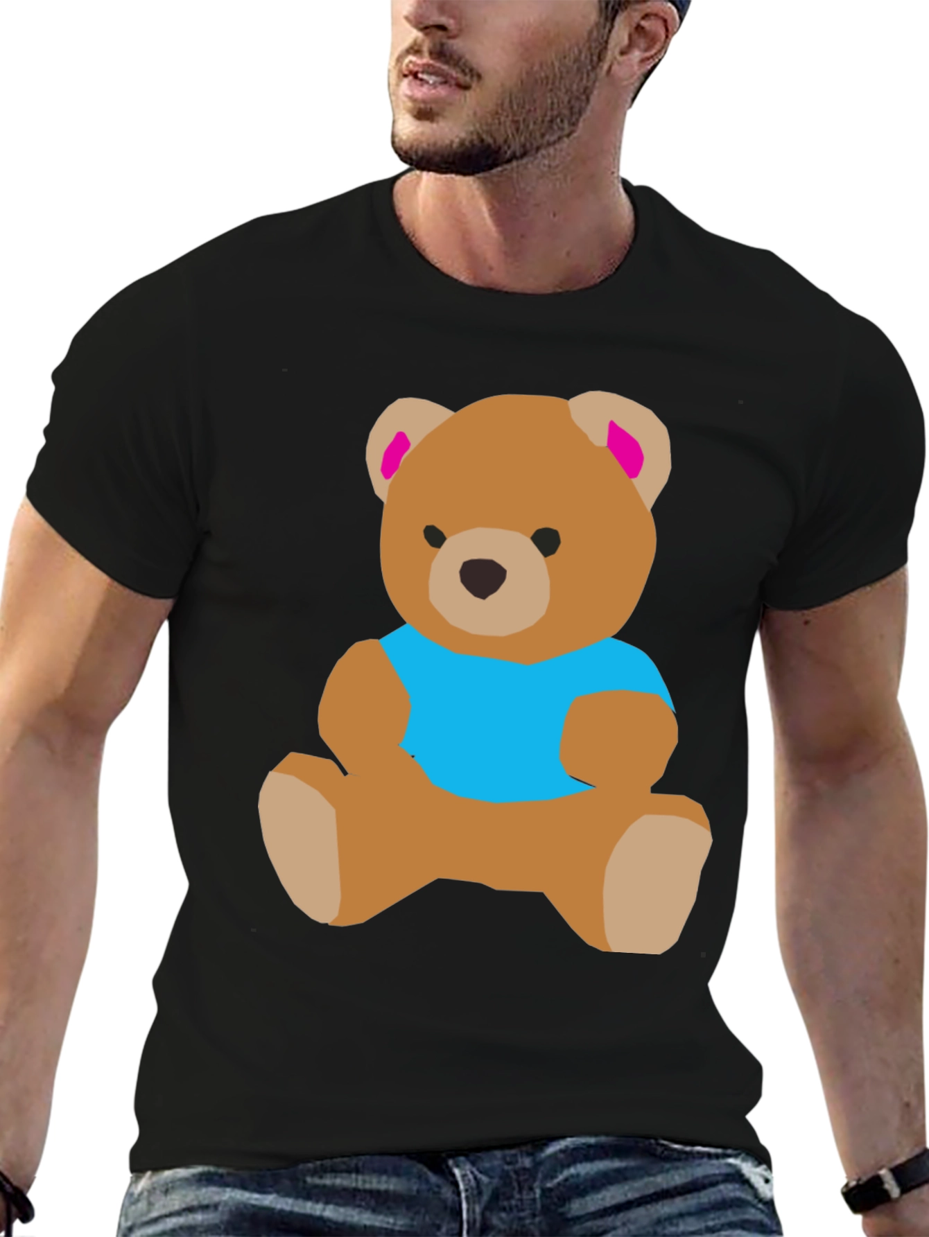 Black Cute Teddy Bear Graphic T-Shirt view 6