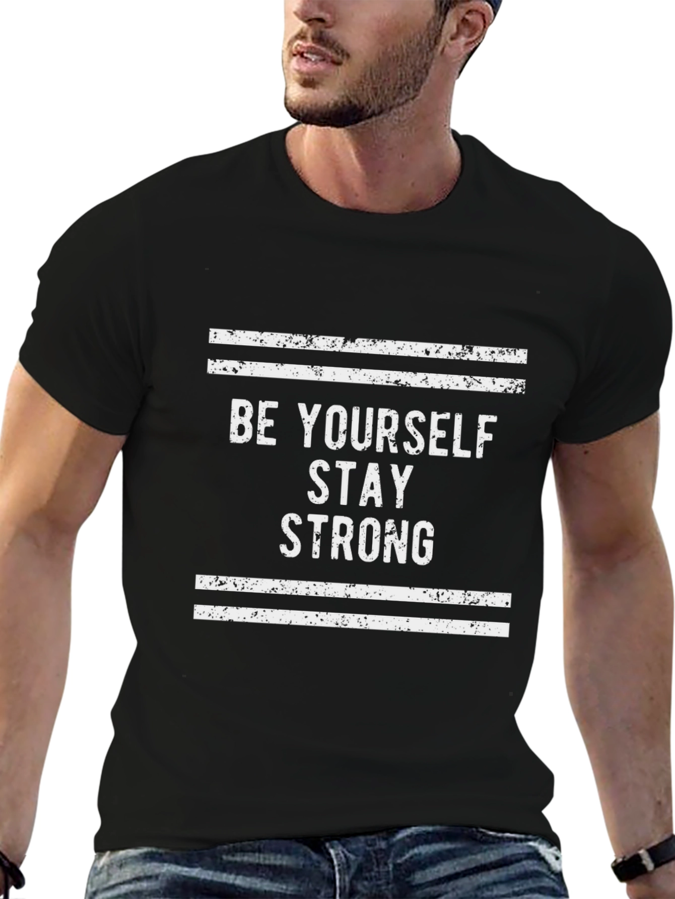 Black Be Yourself Stay Strong Graphic T-Shirt view 6