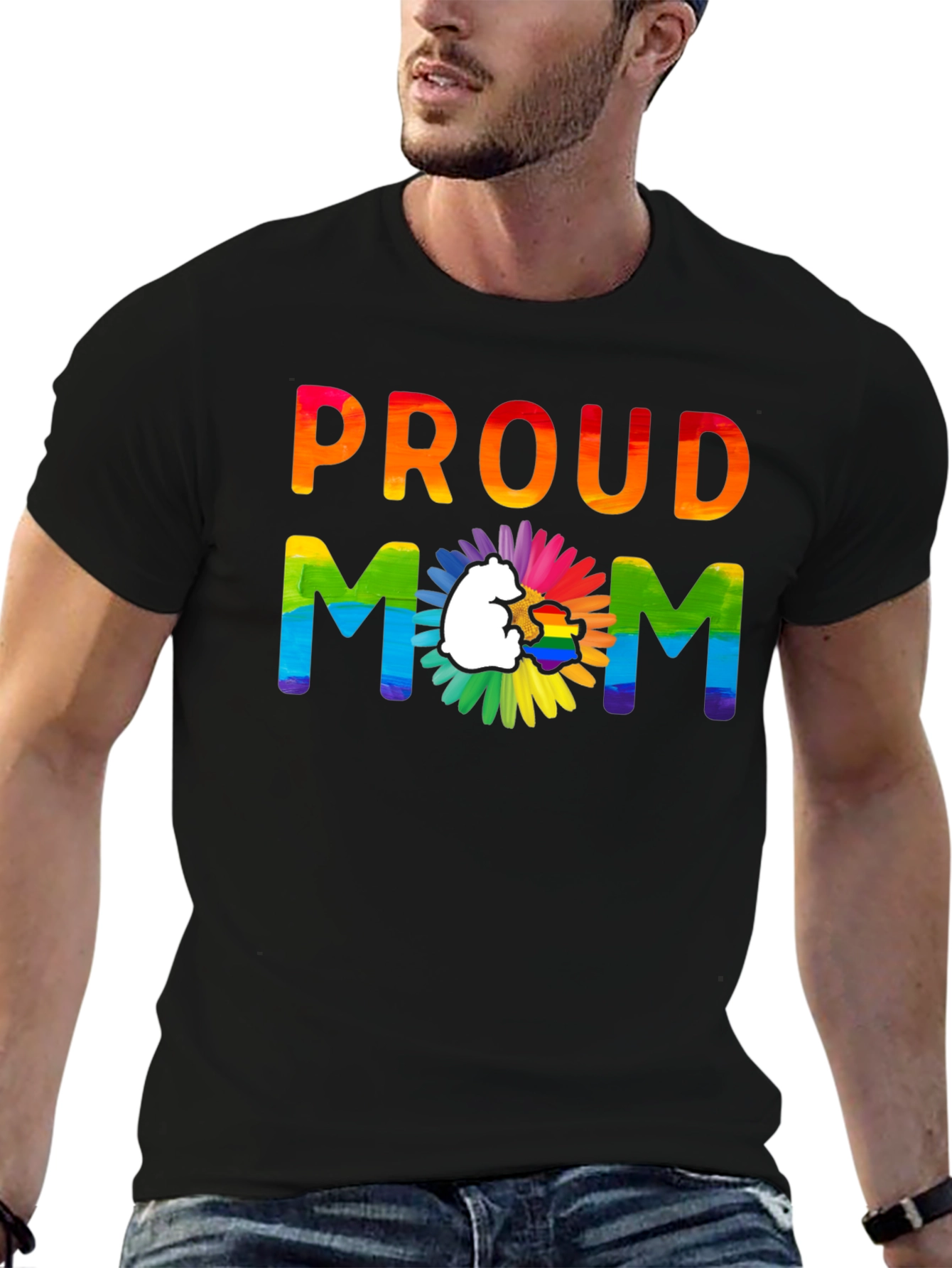 Black Proud Mom LGBTQ+ Pride T-Shirt view 6