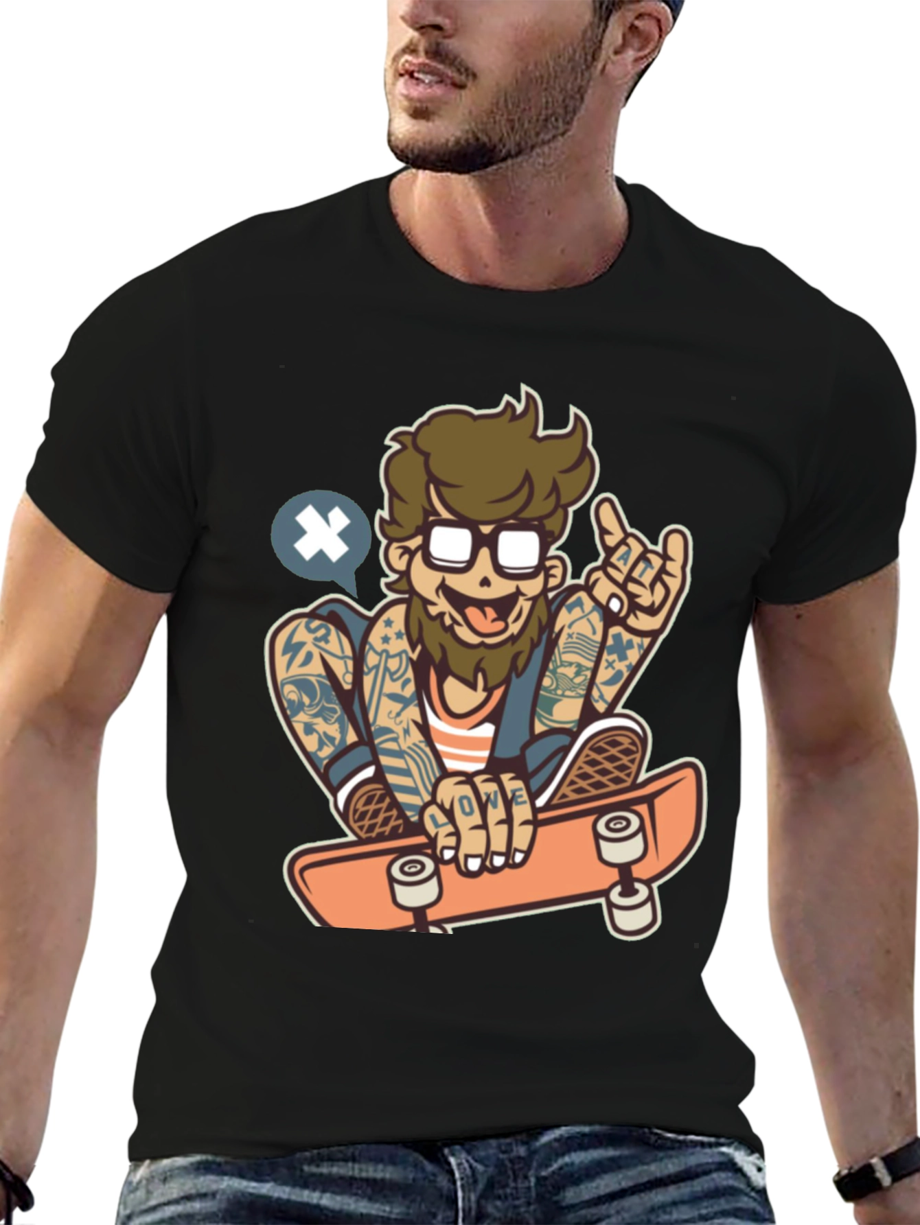 Black Skater Dude Graphic Tee - Black view 6