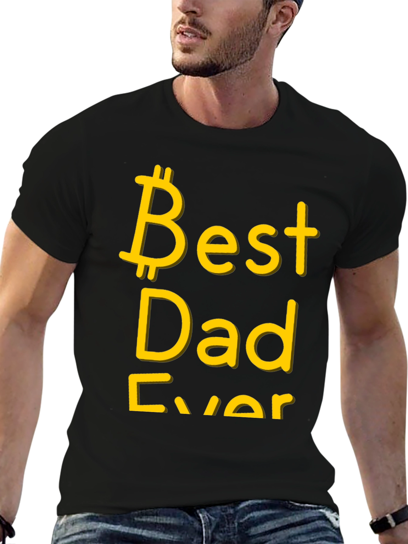 Black Best Dad Ever T-Shirt - Bitcoin Father's Day Gift view 6