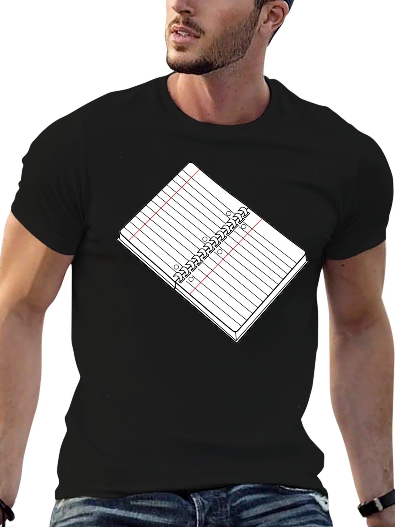 Black Notebook Graphic Tee - Black Cotton T-Shirt view 6