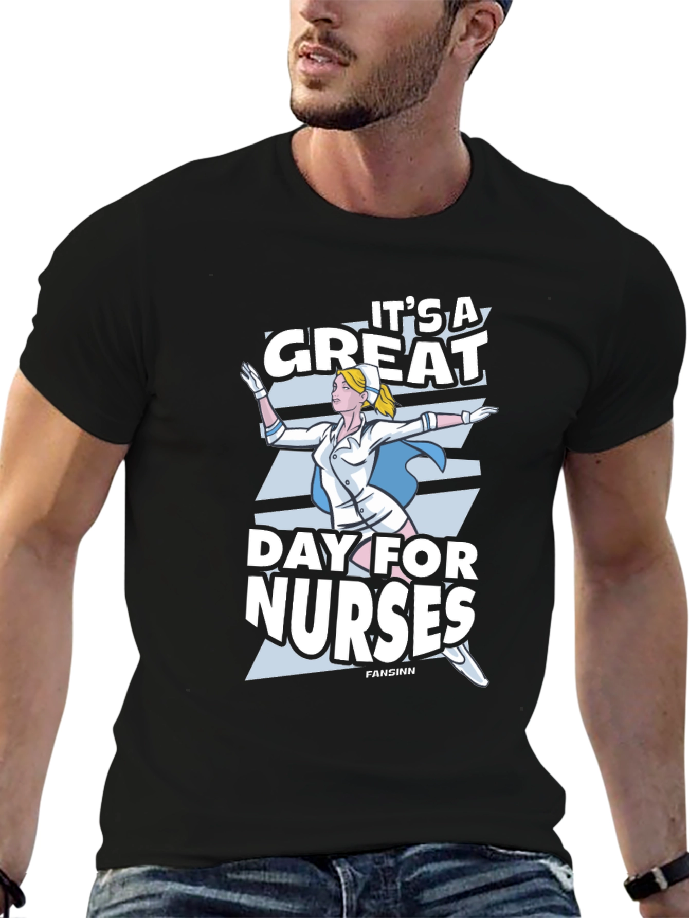 Black It's a Great Day For Nurses T-Shirt view 6