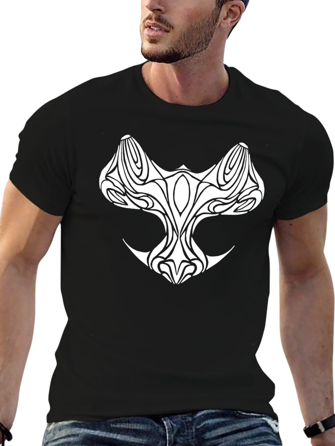 Black Abstract Graphic Print Black T-Shirt view 6
