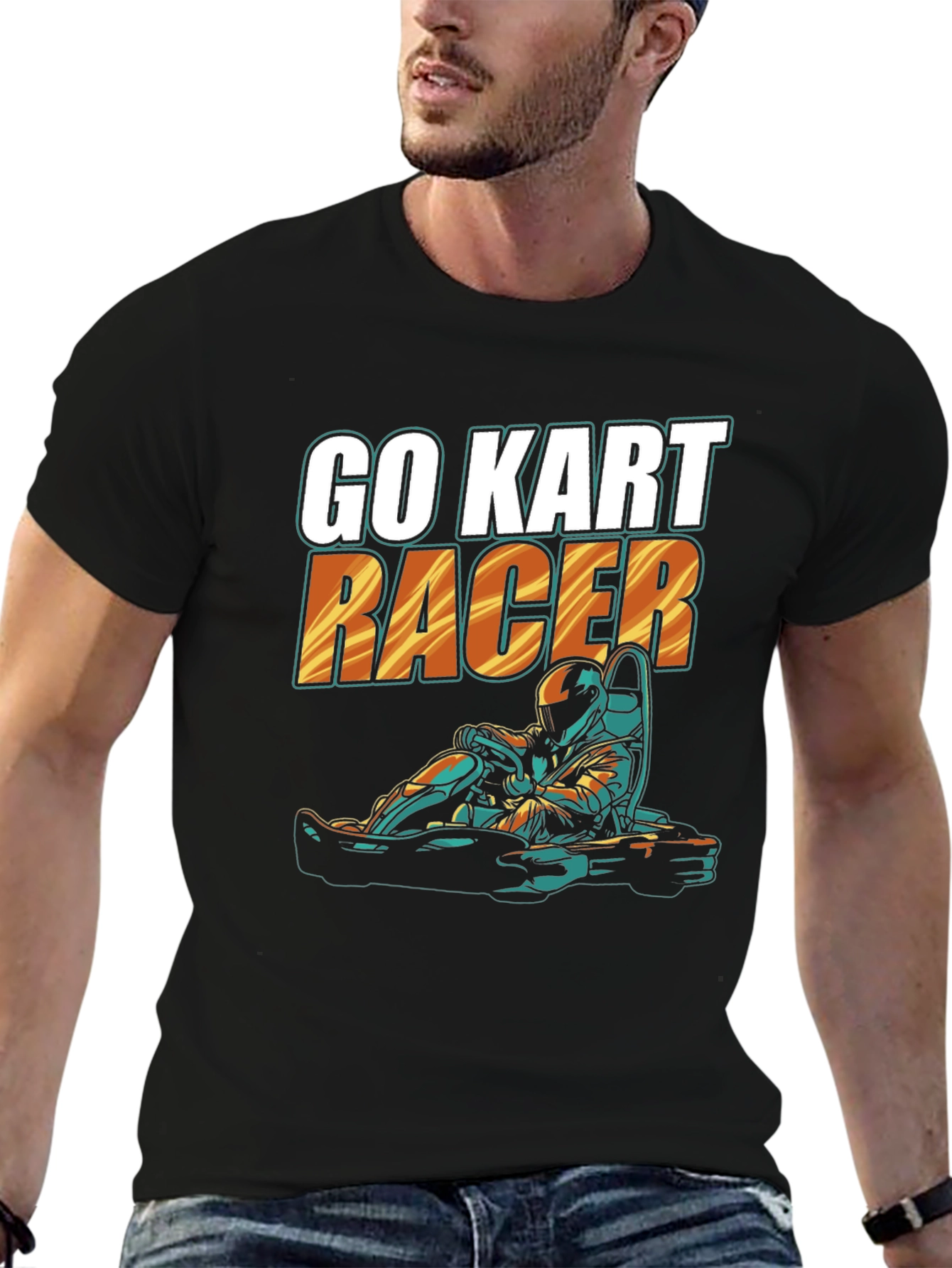 Black Go Kart Racer Black T-Shirt view 6