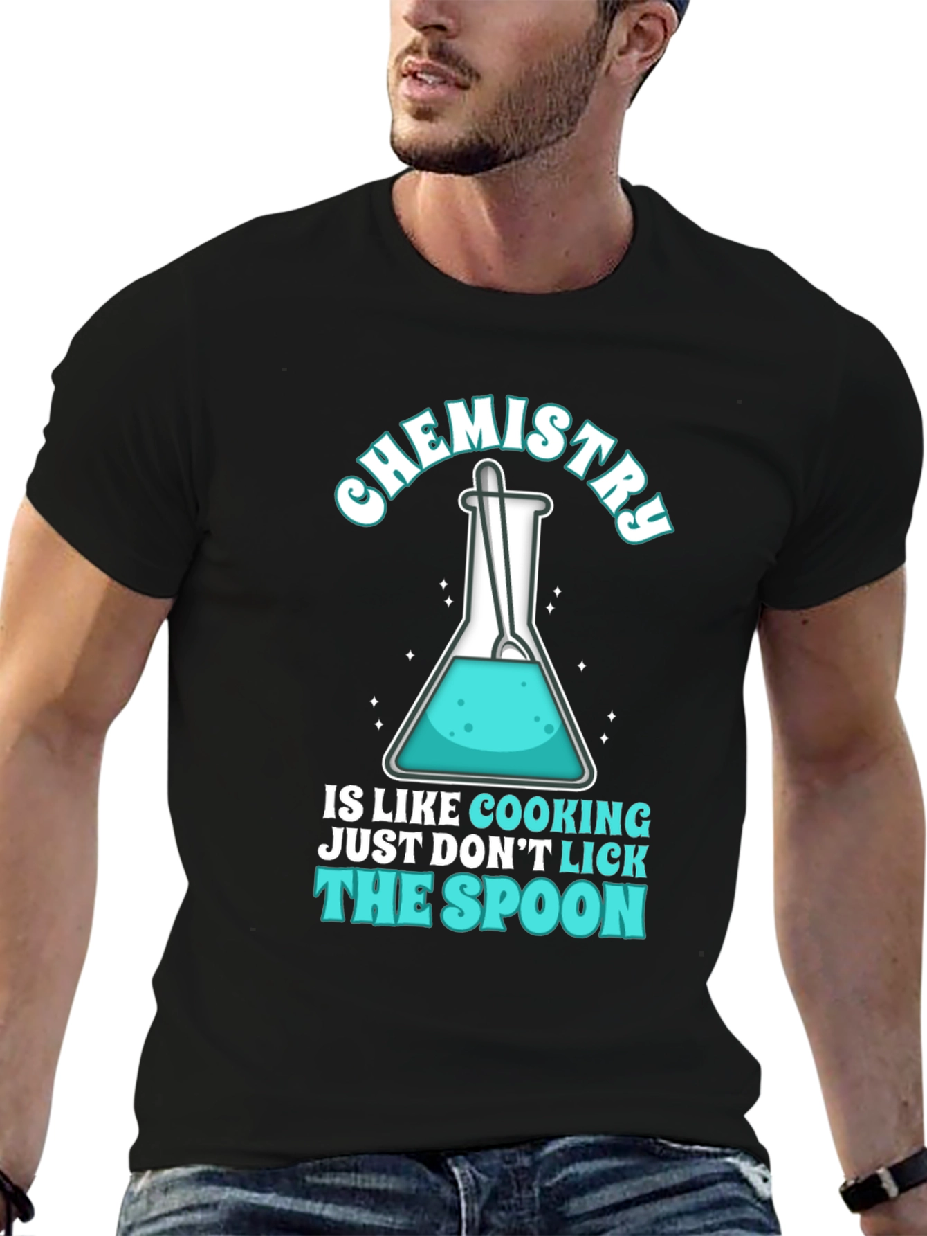 Black Chemistry Cooking T-Shirt - Don't Lick The Spoon view 6