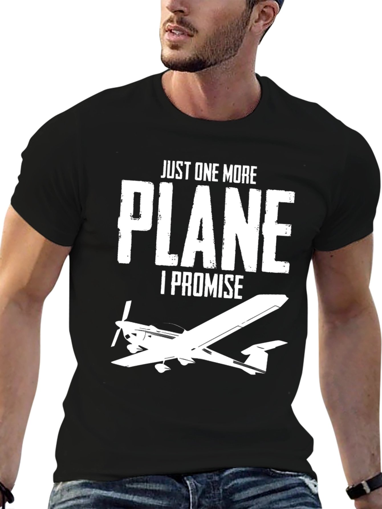 Black Just One More Plane T-Shirt view 6