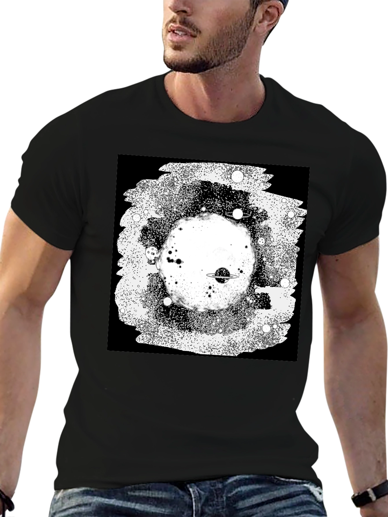 Black Cosmic Black T-Shirt - Galaxy Design view 6
